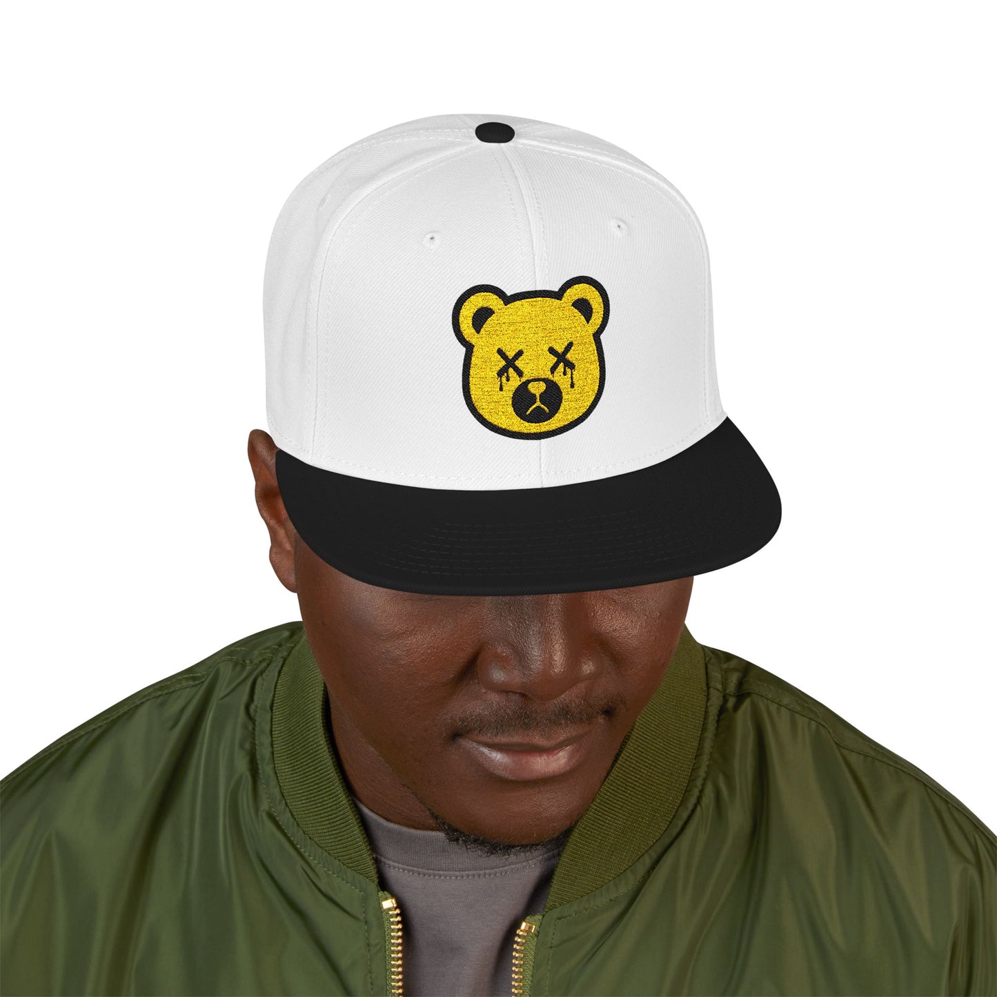 "Wicked Way" Yellow & Black Deady Bear Head Snapback