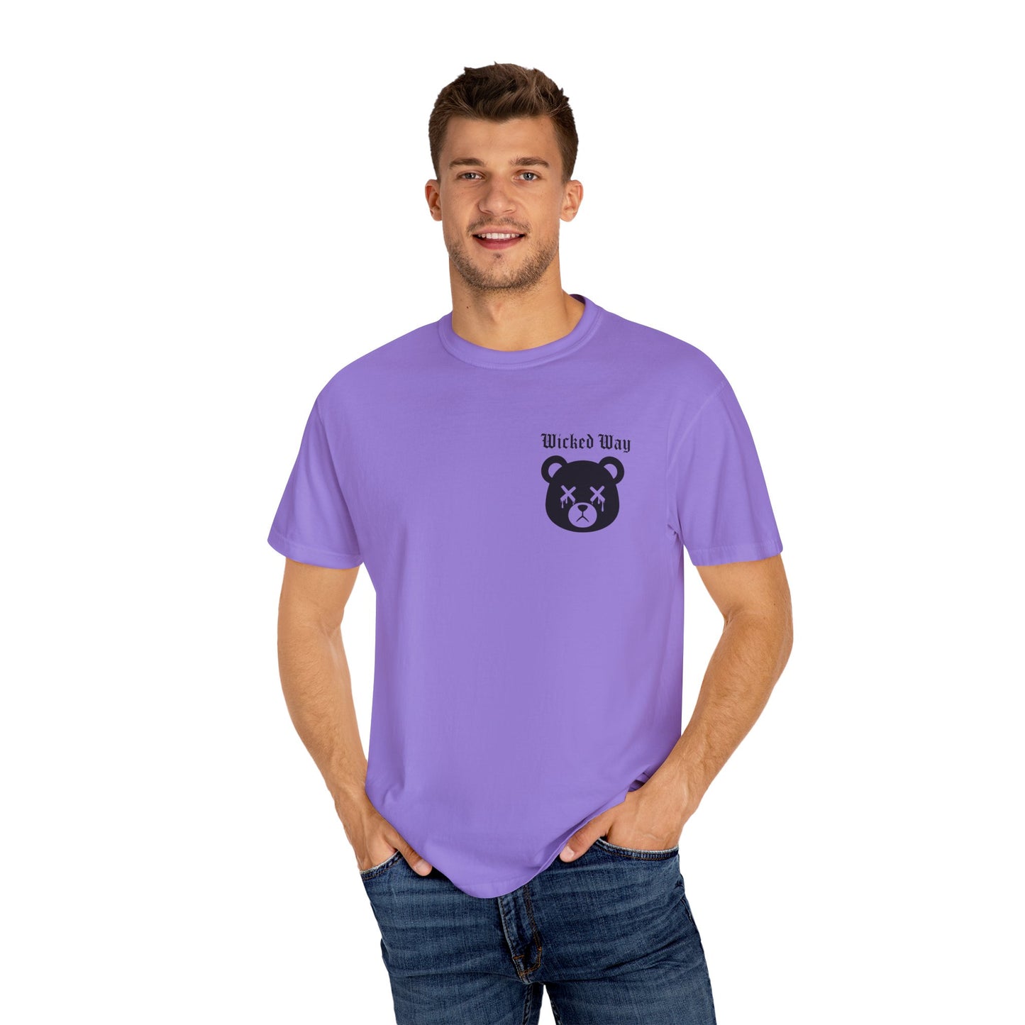 "Wicked Way" Dead Bear Head Pocket Logo Graphic T-Shirt (Multi Color Options)