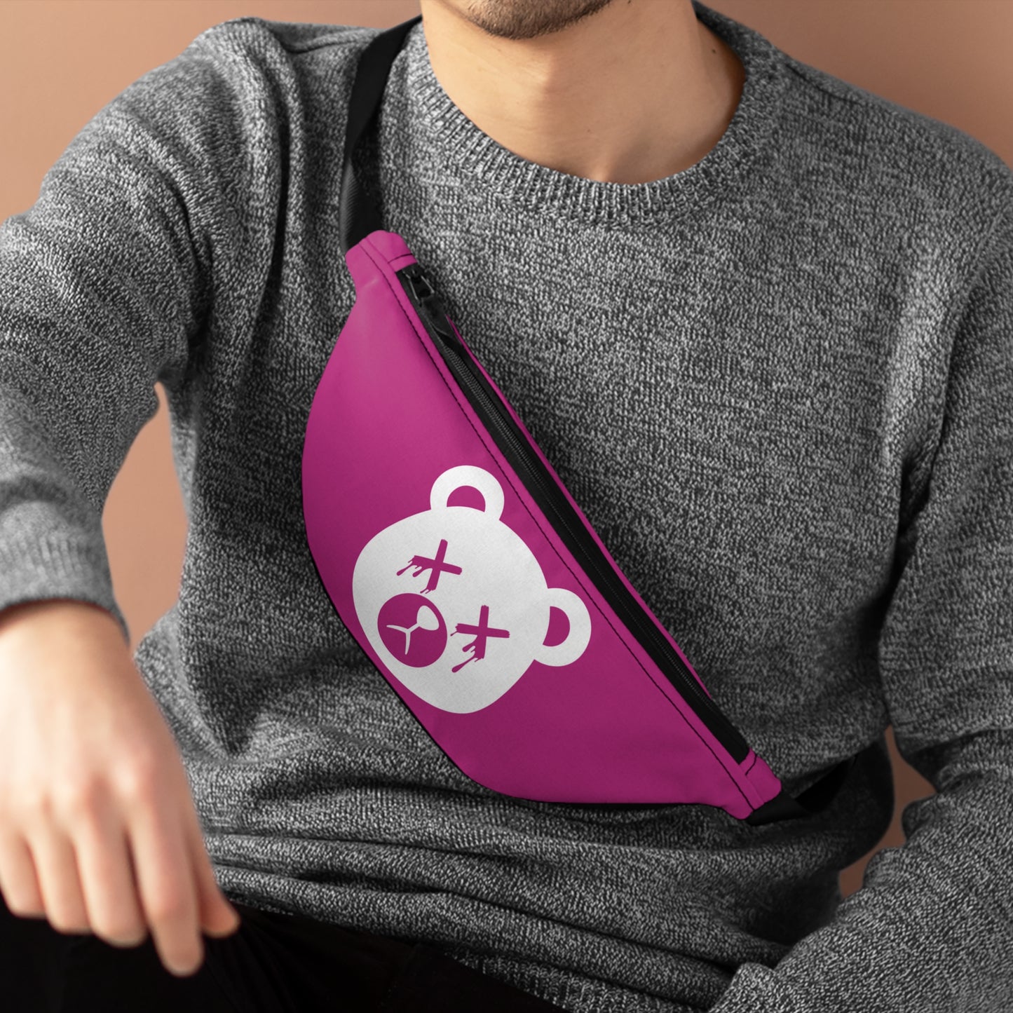 Pink w/ White Logo "Wicked Way" Dead Bear Head Fanny Pack