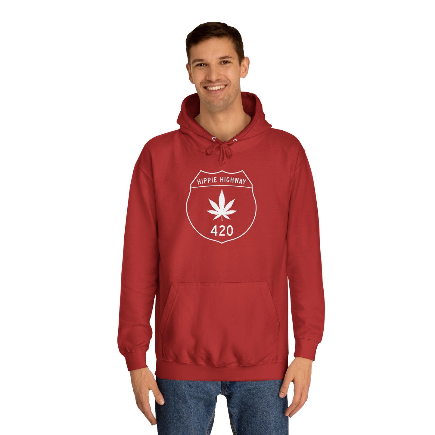 "Hippie Highway" 420 Road Sign College Hoodie