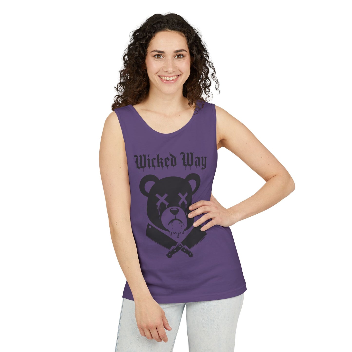 Limited Edition "Wicked Way" Drippy Bear Head Double Butcher Knife Tank Top
