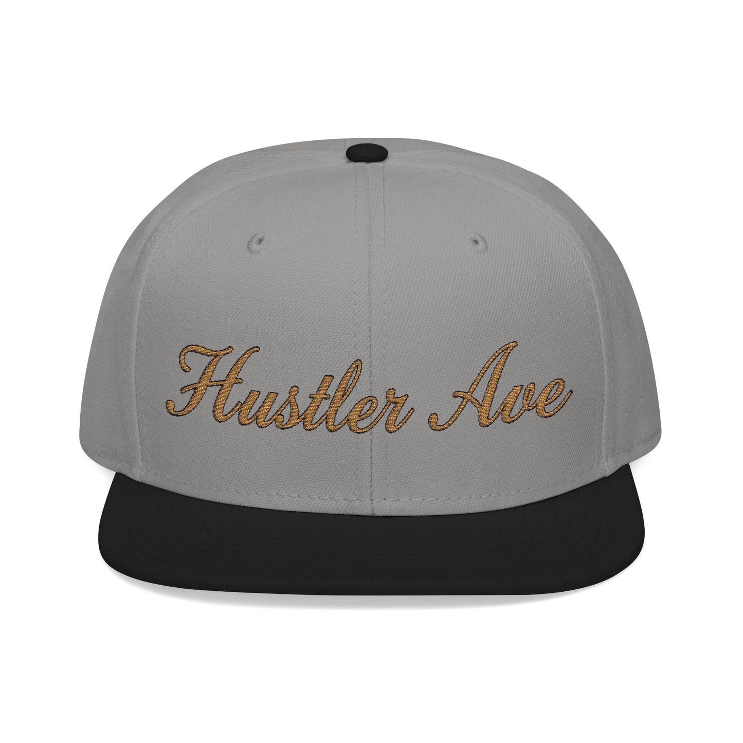 "Hustler Ave" Gold Edition Cursive Snapback Hat