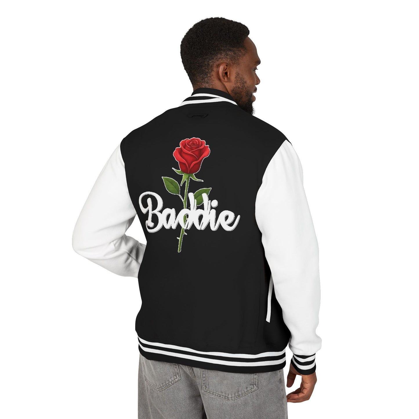 "Baddie Street" Labeled Baddie Rose Heavyweight Letterman Jacket