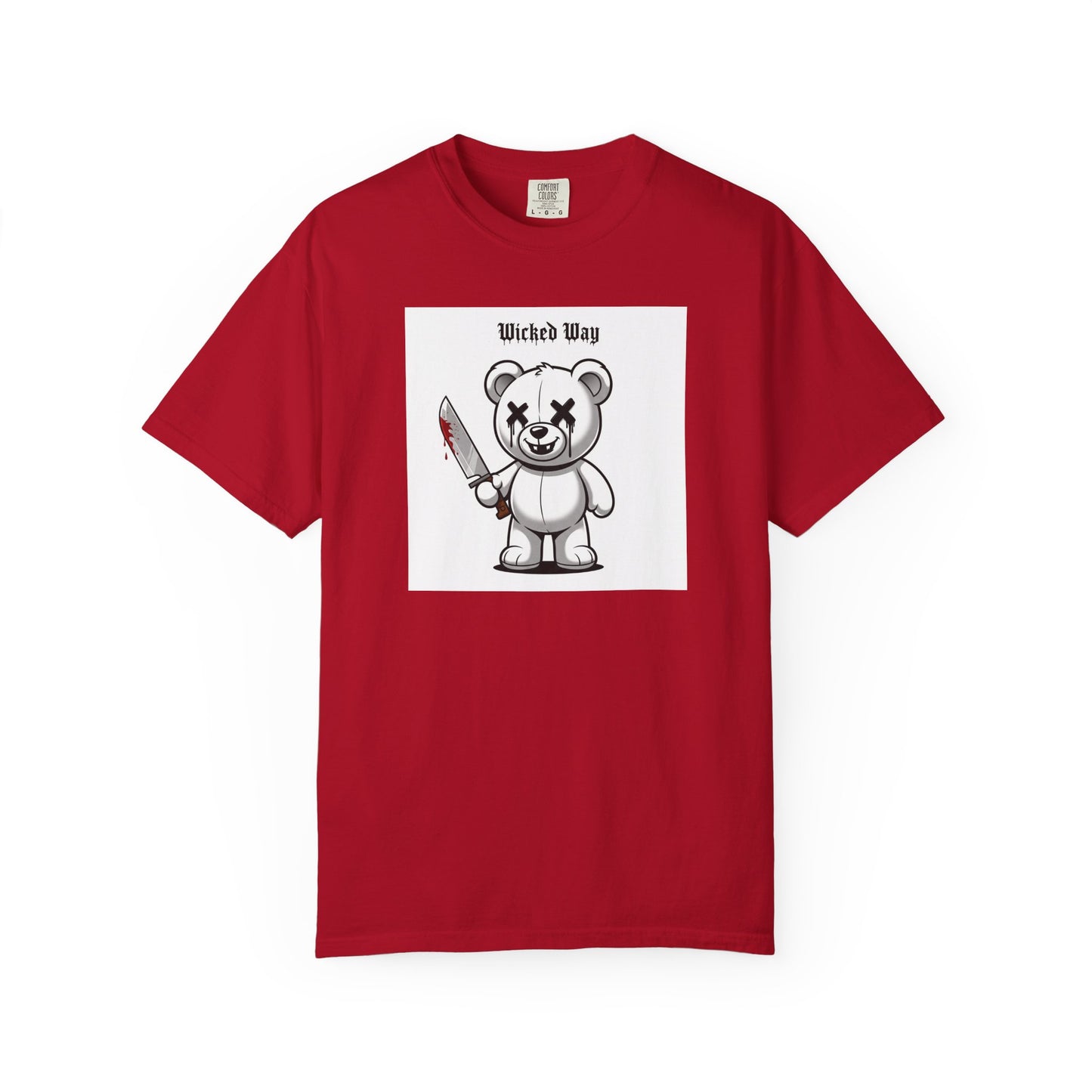 "Wicked Way" Machete Teddy 'Toothless' White Block Graphic T-Shirt