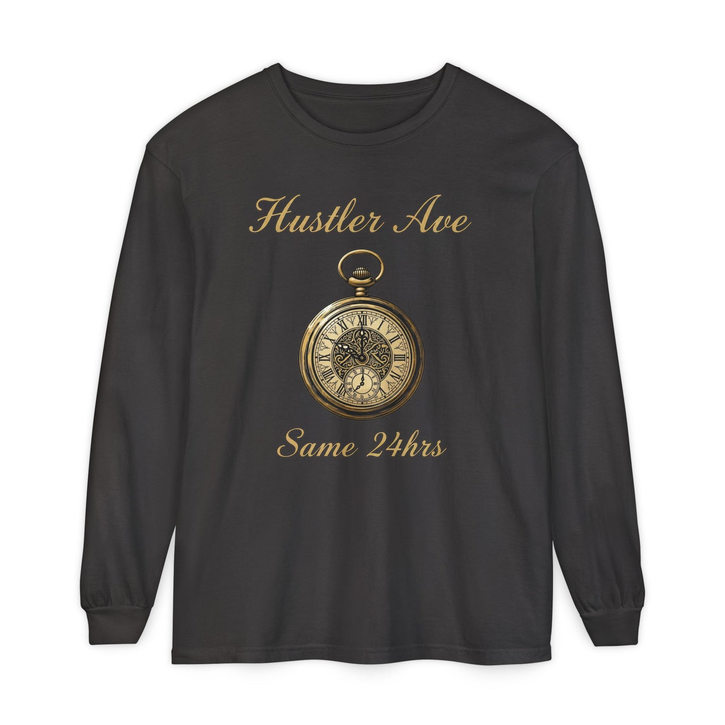 "Hustler Ave" Same 24Hrs Pocket Watch Long Sleeve Tee