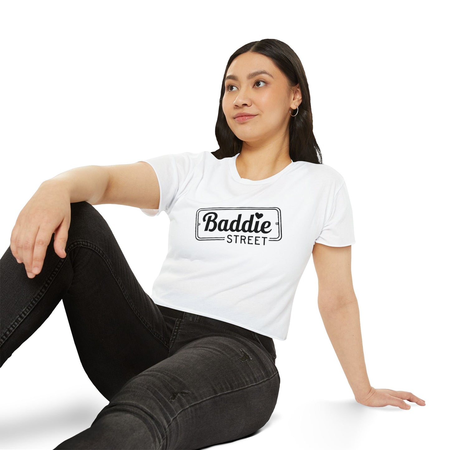 "Baddie Street" B&W Street Sign Woman's Crop Top