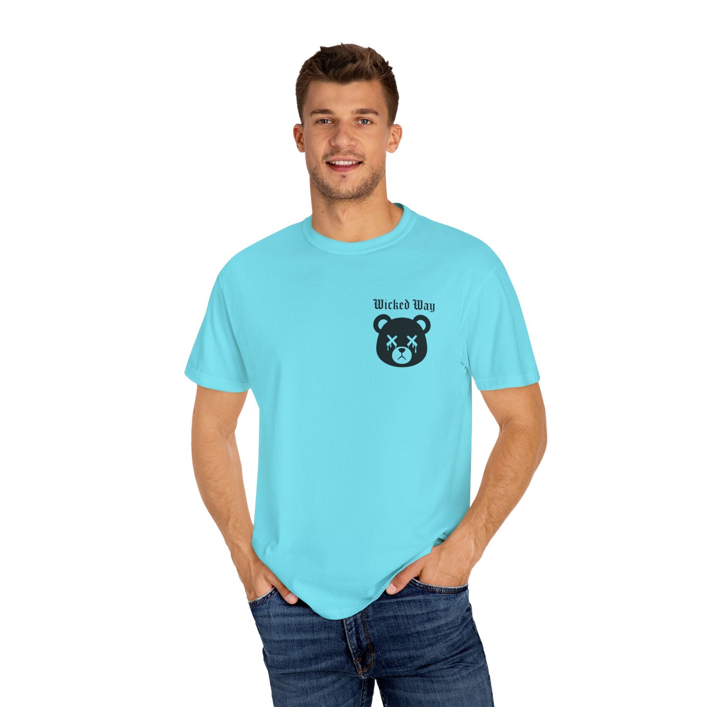 "Wicked Way" Dead Bear Head Pocket Logo Graphic T-Shirt (Multi Color Options)