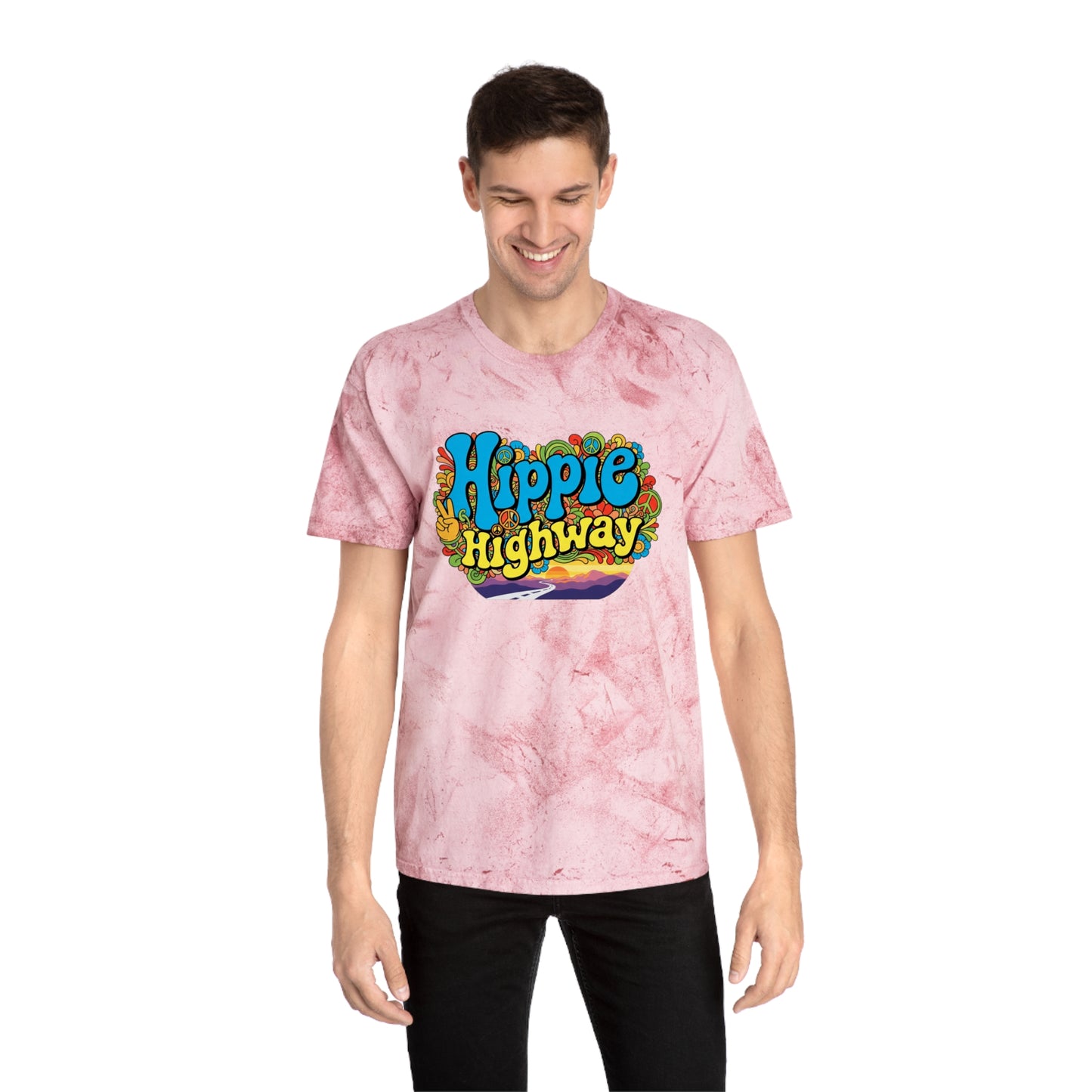 Exclusive (40 to be sold only) "Hippie Highway" Open Mind Open Road Tye Dye Color Blast T-Shirt