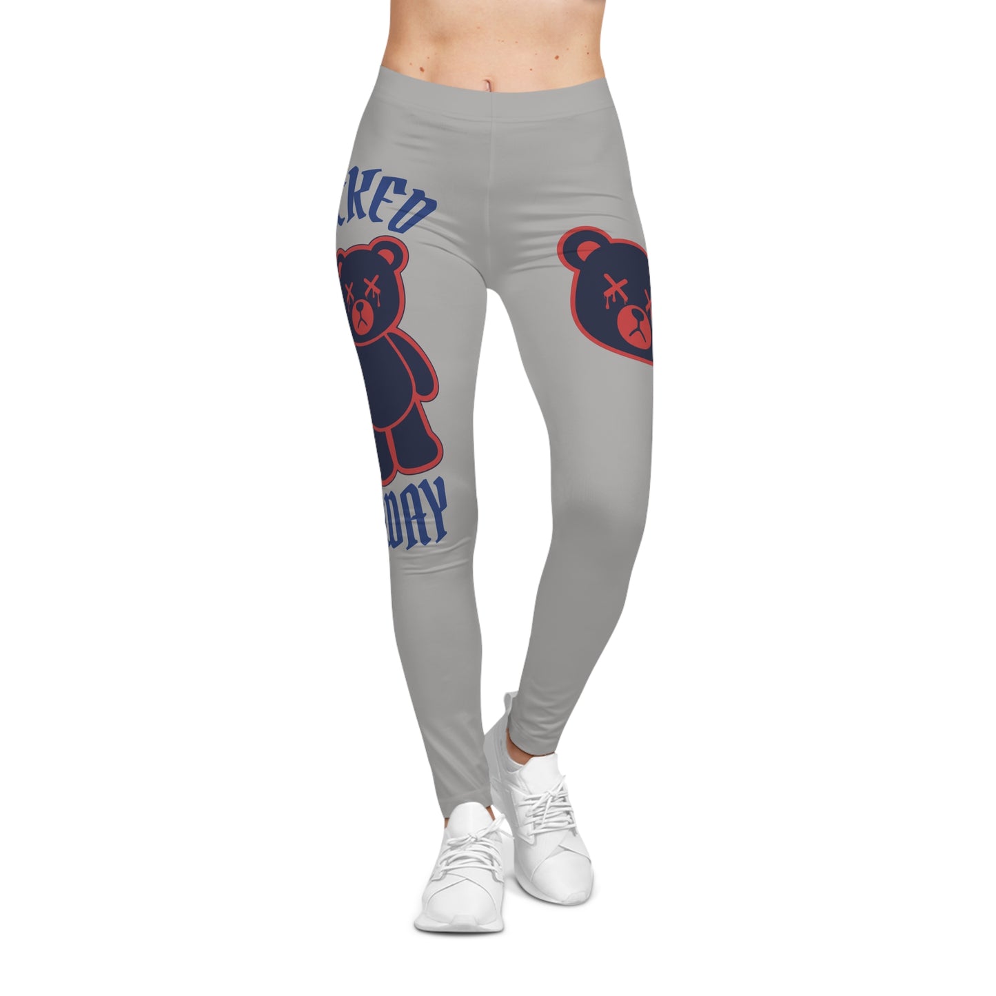 "Wicked Way" Deady Bears Light Grey, Red & Blue Women's Casual Leggings