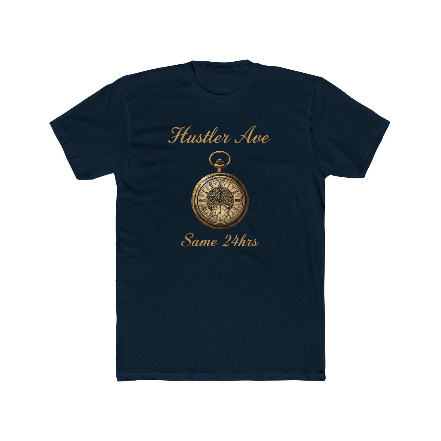 "Hustler Ave" Same 24Hrs Pocket Watch Cotton Crew Tee