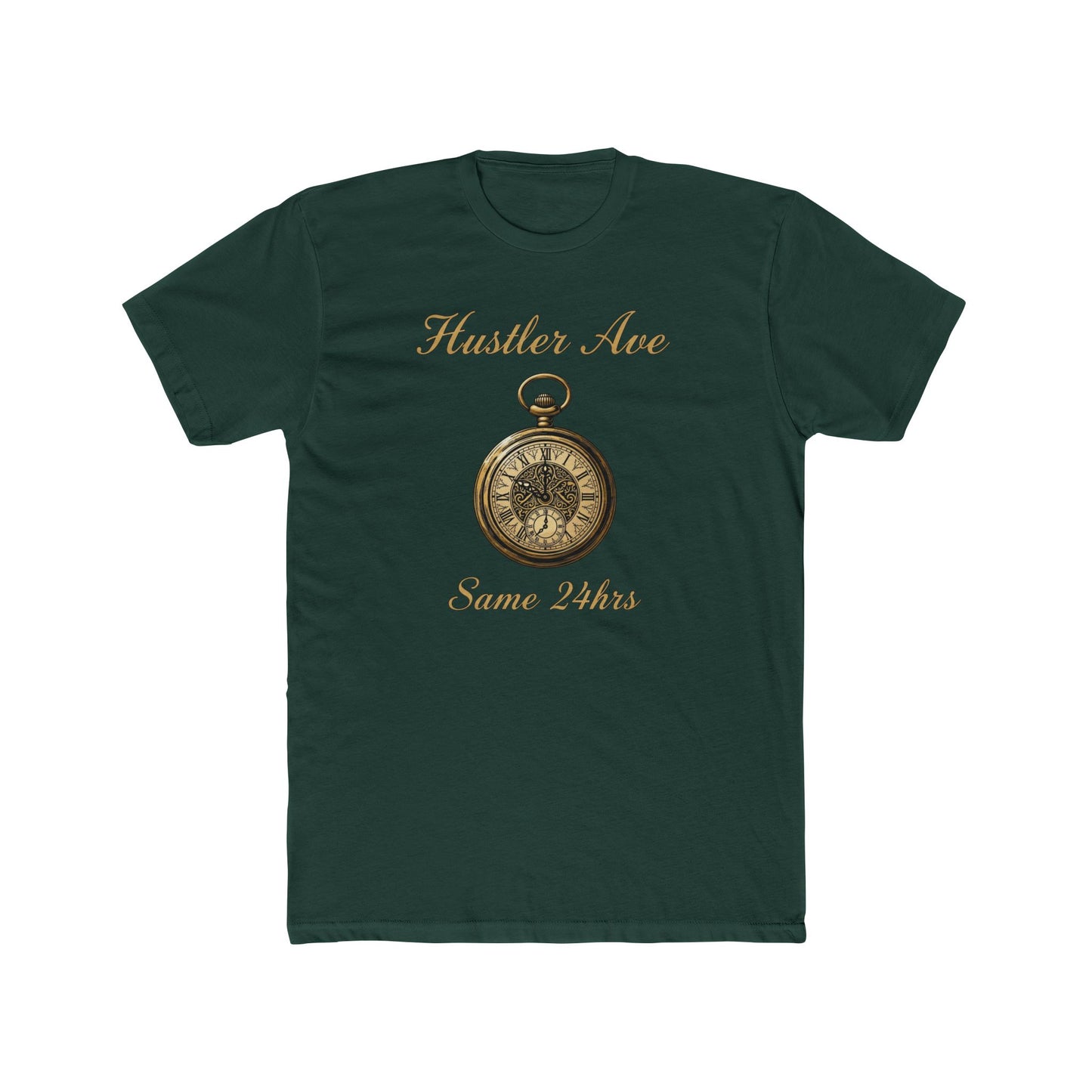 "Hustler Ave" Same 24Hrs Pocket Watch Cotton Crew Tee