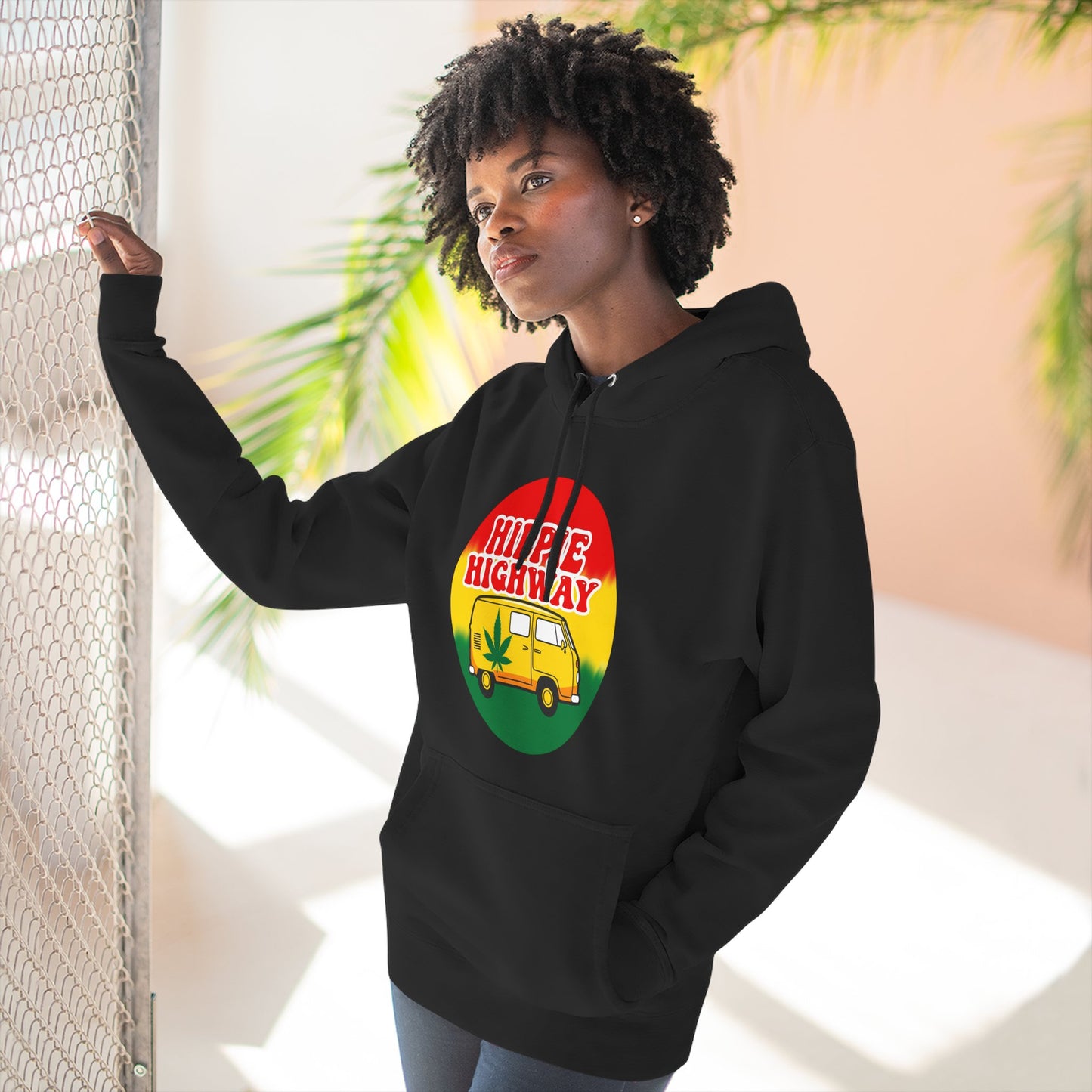 "Hippie Highway" Rasta Vibes Fleece Hoodie