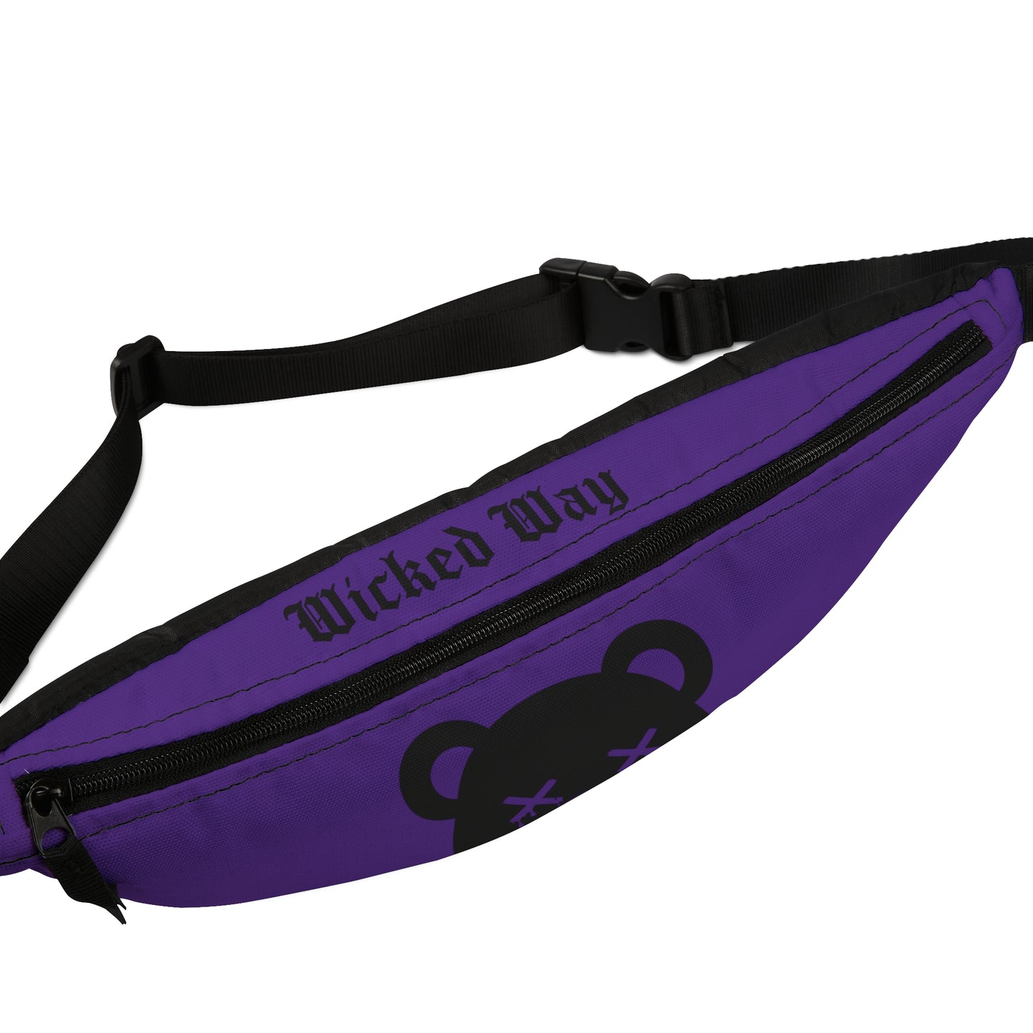 Purple "Wicked Way" Dead Bear Head Fanny Pack