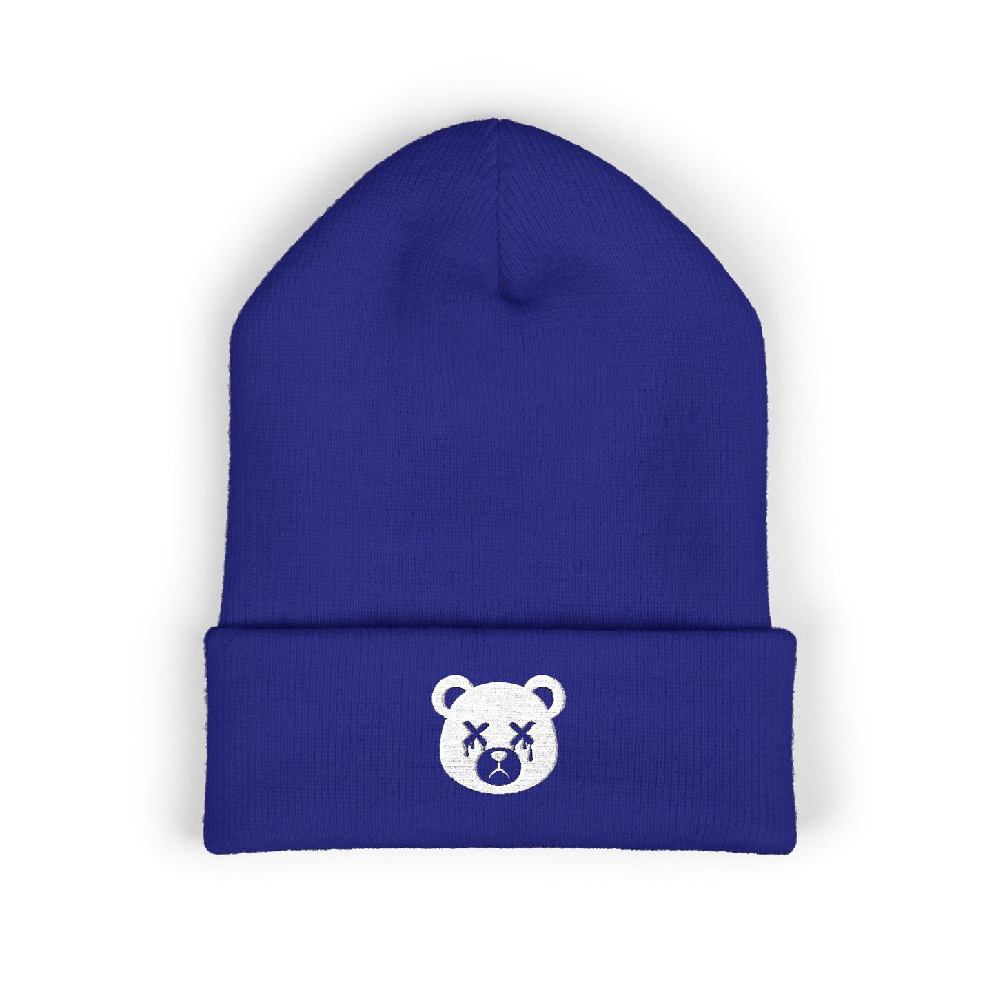 "Wicked Way" Dead Bear Head White Embroidered Beanie