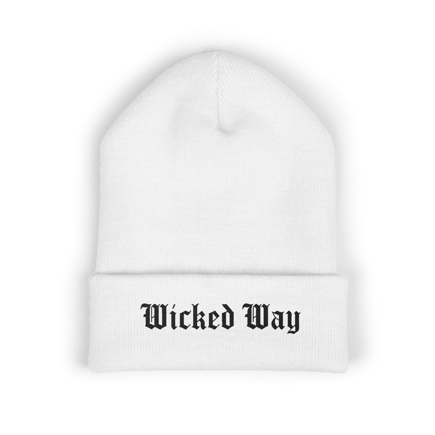 "Wicked Way" Black Script Embroidered Beanie (Multi Color Options)