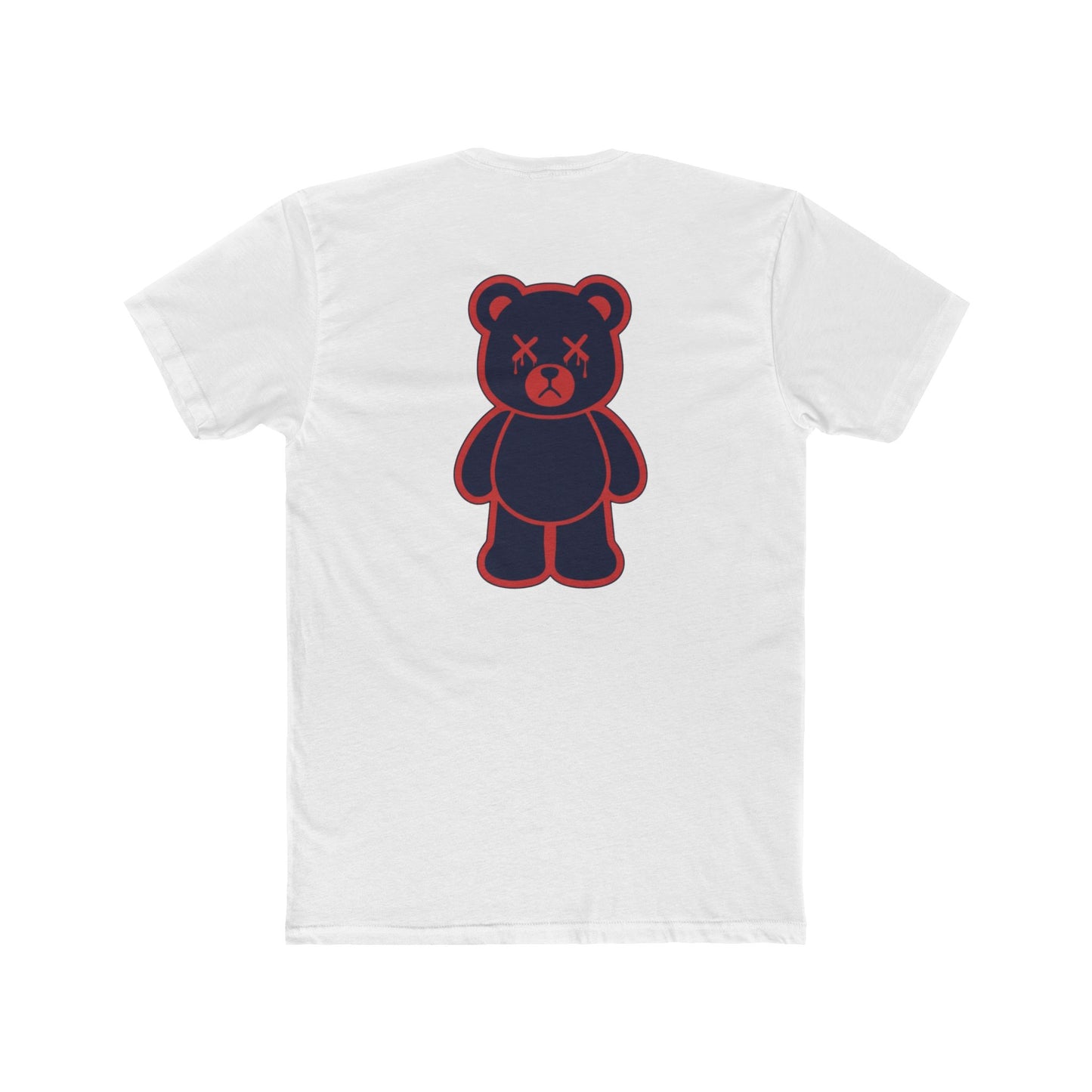 "Wicked Way" Deady Bear Front Script Back Bear Red & Blue Graphic Cotton Crew Tee