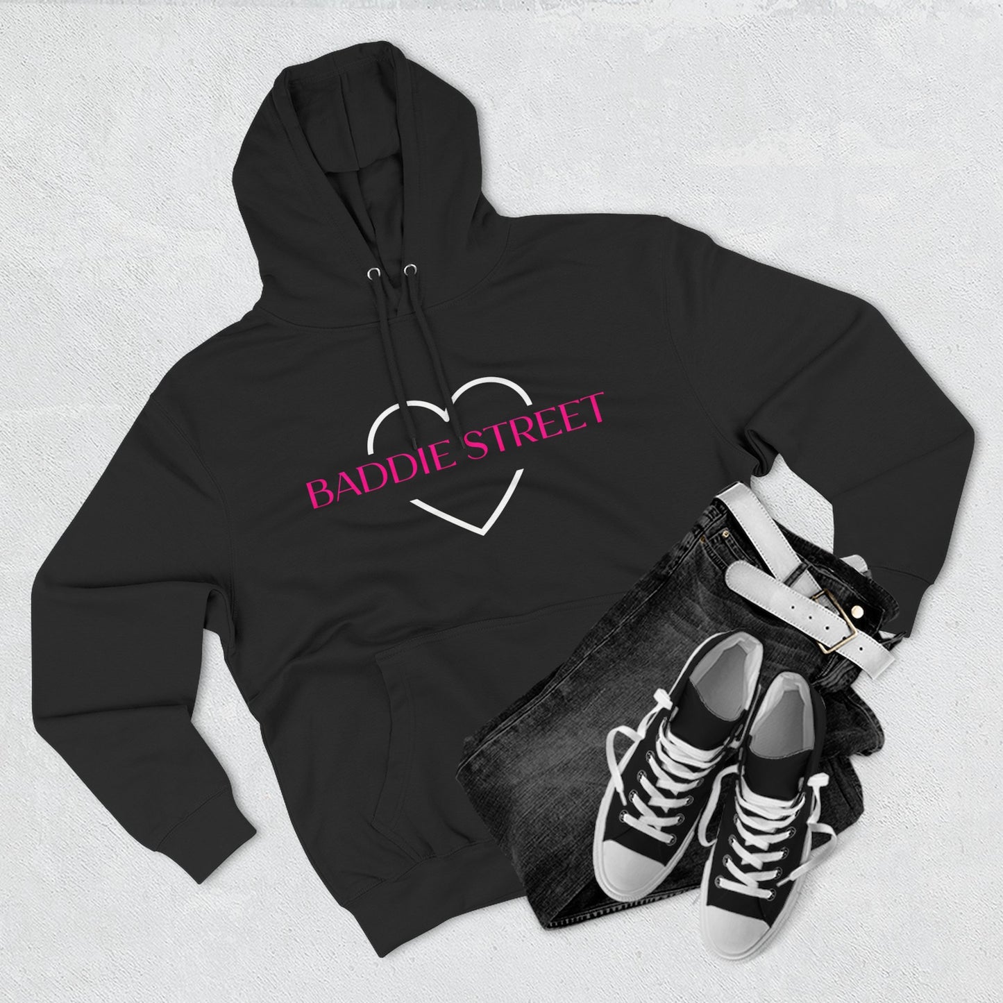 "Baddie Street" Classy Heart Pink Fleece Hoodie
