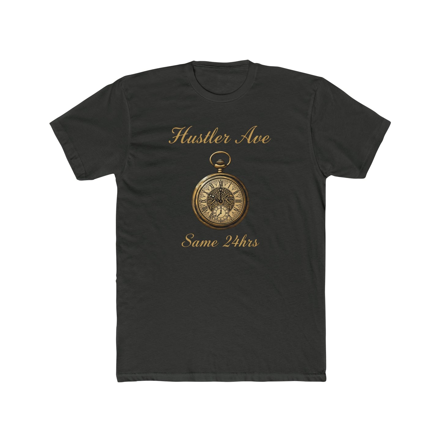 "Hustler Ave" Same 24Hrs Pocket Watch Cotton Crew Tee