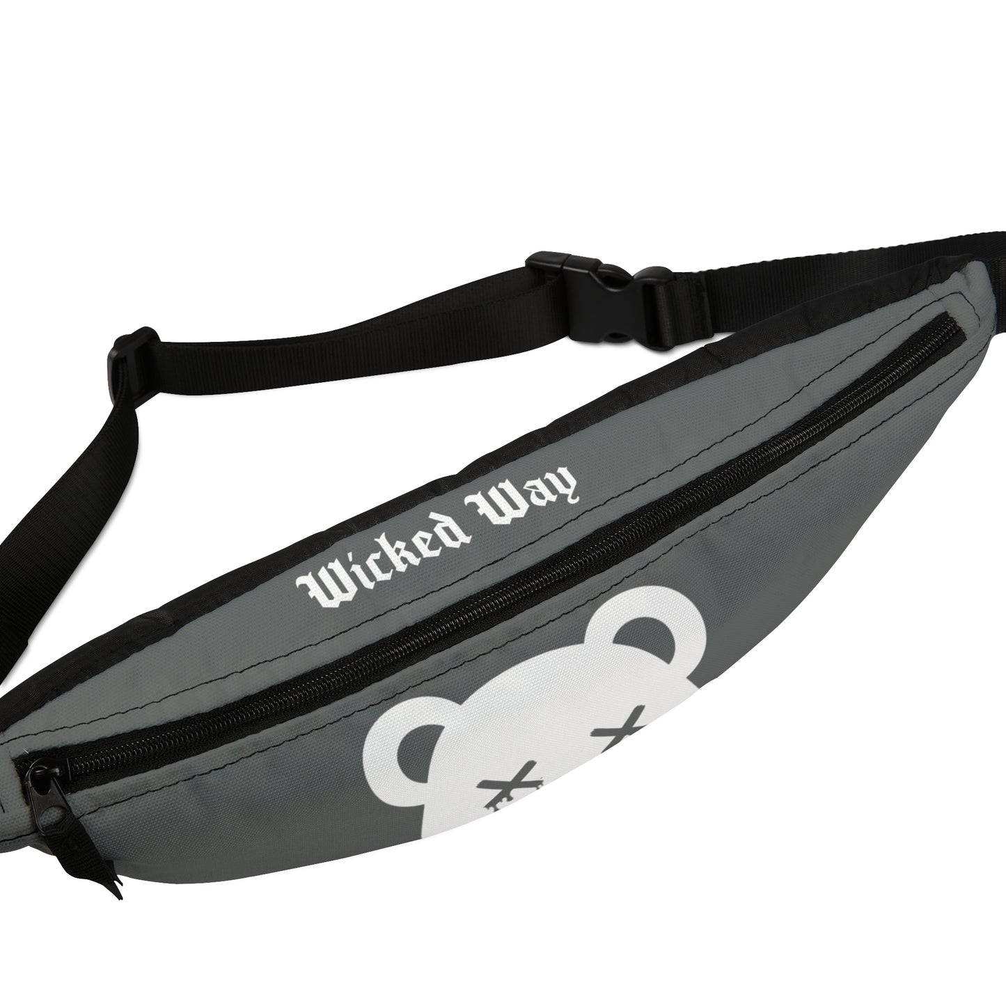 Dark Grey w/ White Logo "Wicked Way" Dead Bear Head Fanny Pack