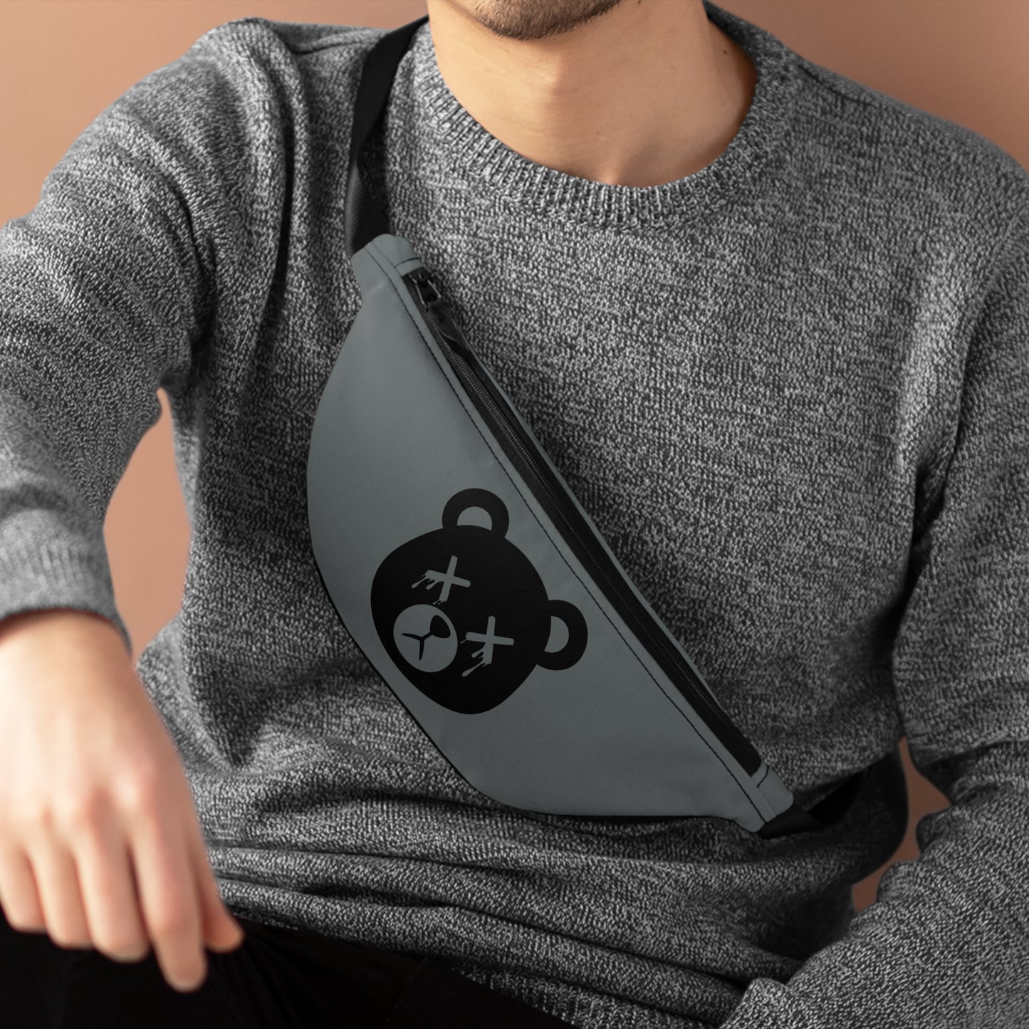 Dark Grey "Wicked Way" Dead Bear Head Fanny Pack