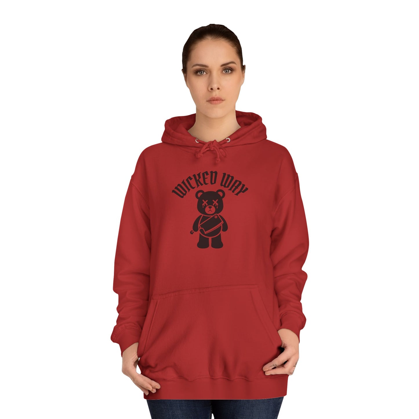 "Wicked Way" Deady Bear Butcher Knife Black Logo College Hoodie