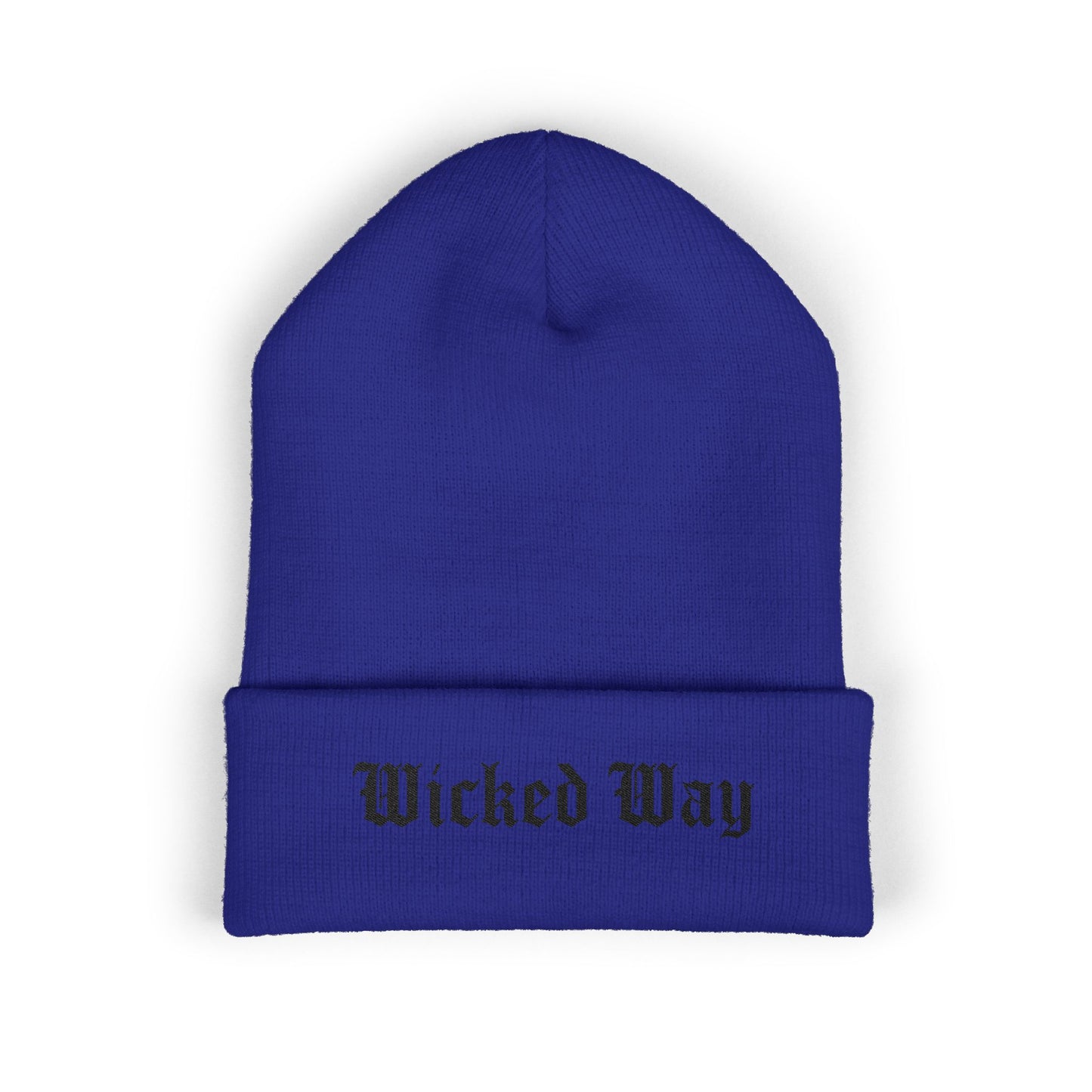 "Wicked Way" Black Script Embroidered Beanie (Multi Color Options)