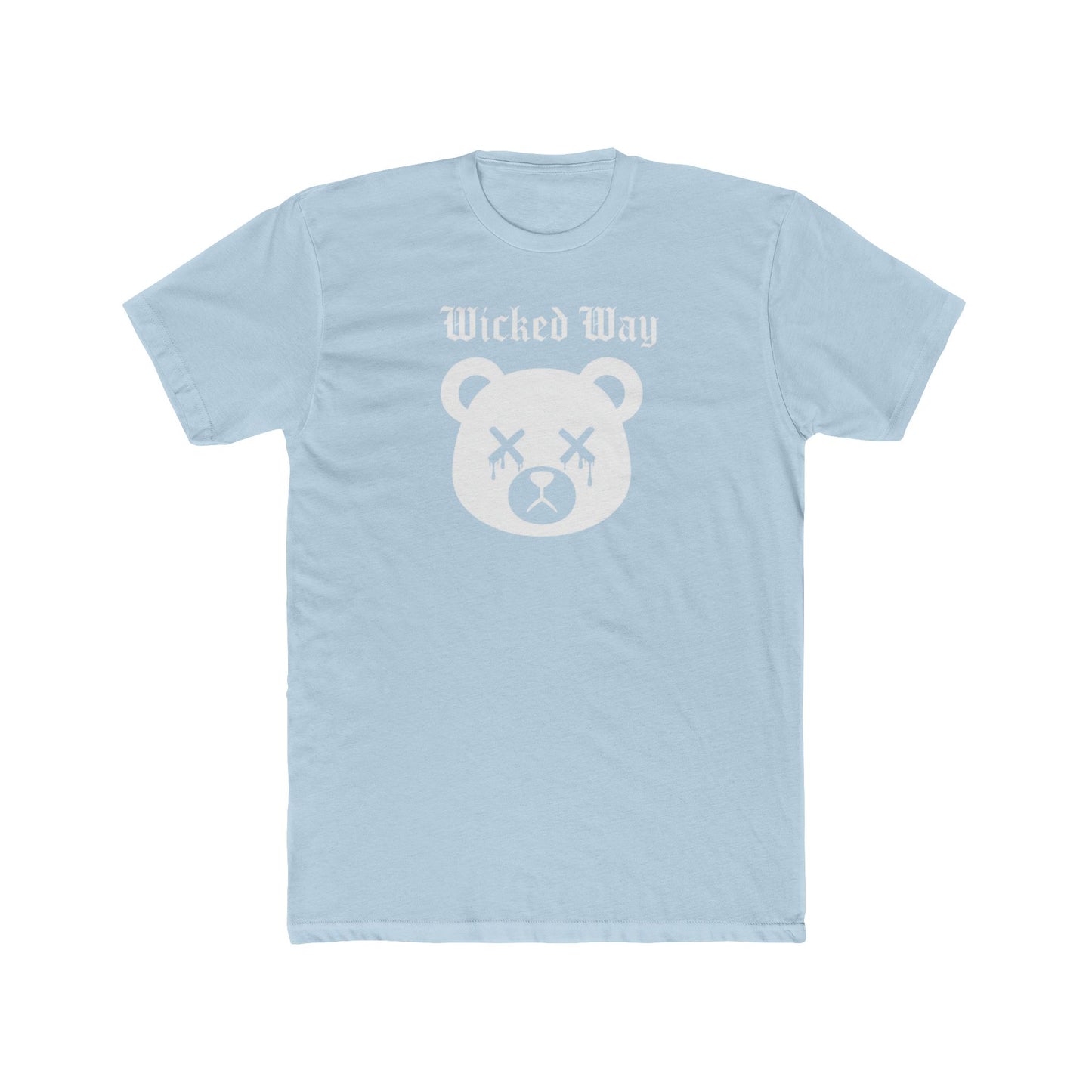 "Wicked Way" Dead Bear Head White Logo Cotton Crew Tee
