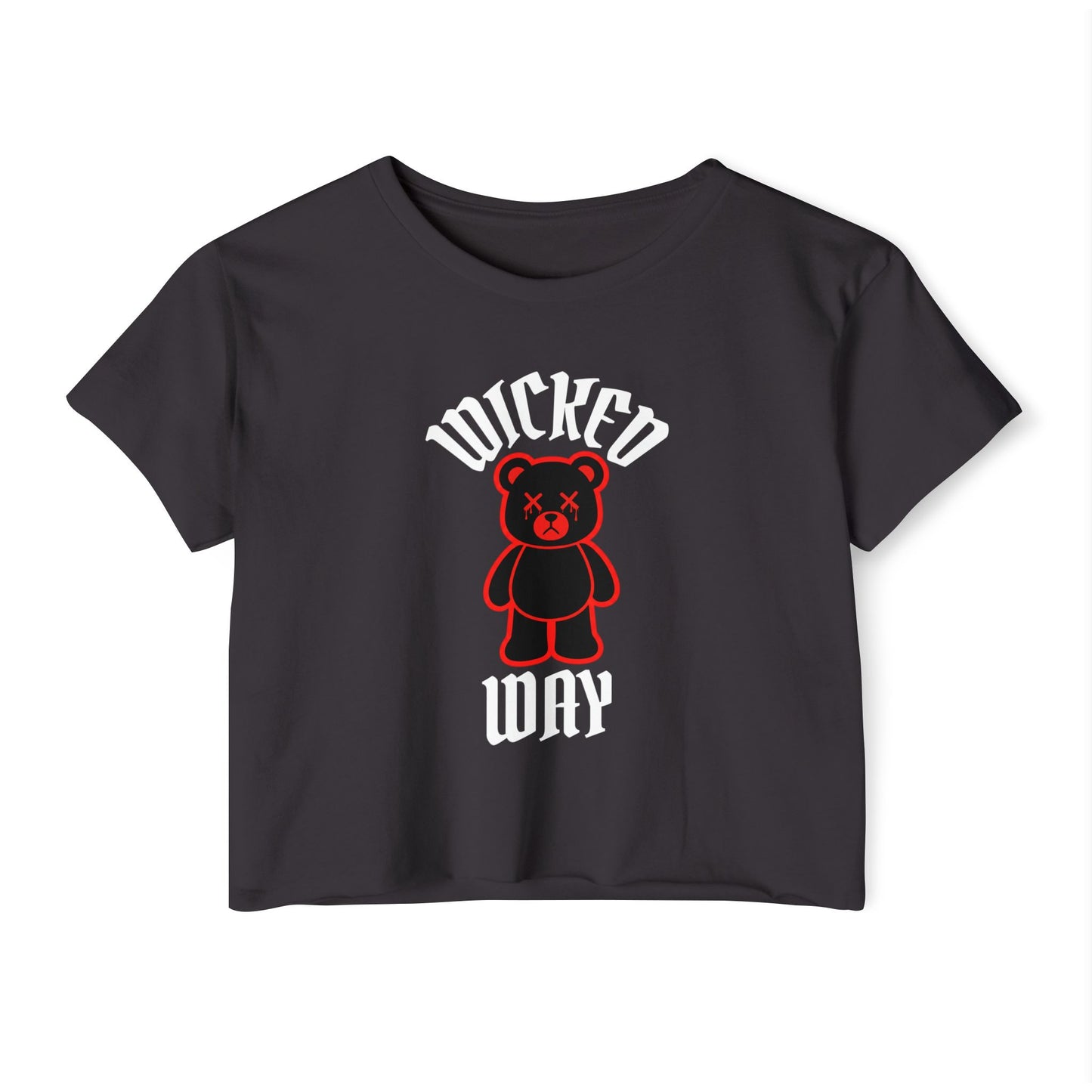 "Wicked Way" Deady Bear Women's Cotton Crop Top