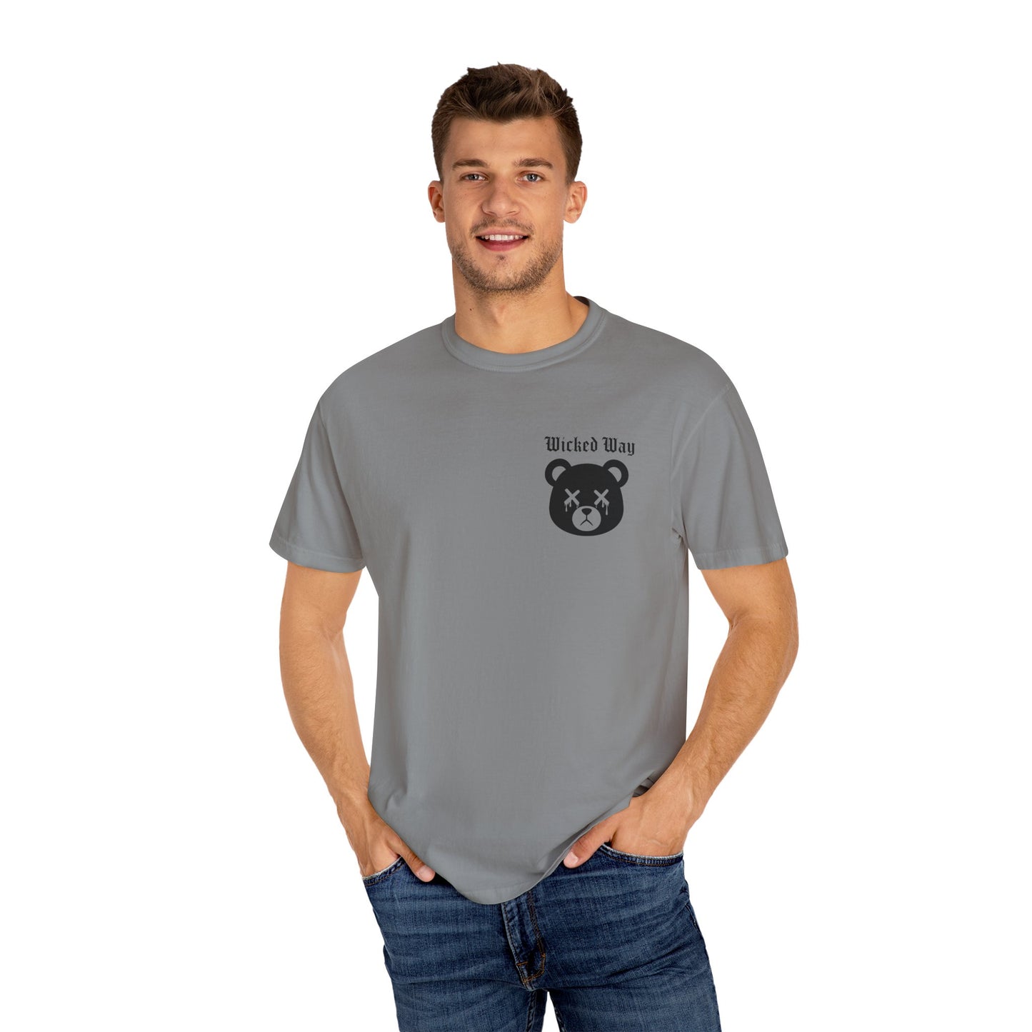 "Wicked Way" Dead Bear Head Pocket Logo Graphic T-Shirt (Multi Color Options)