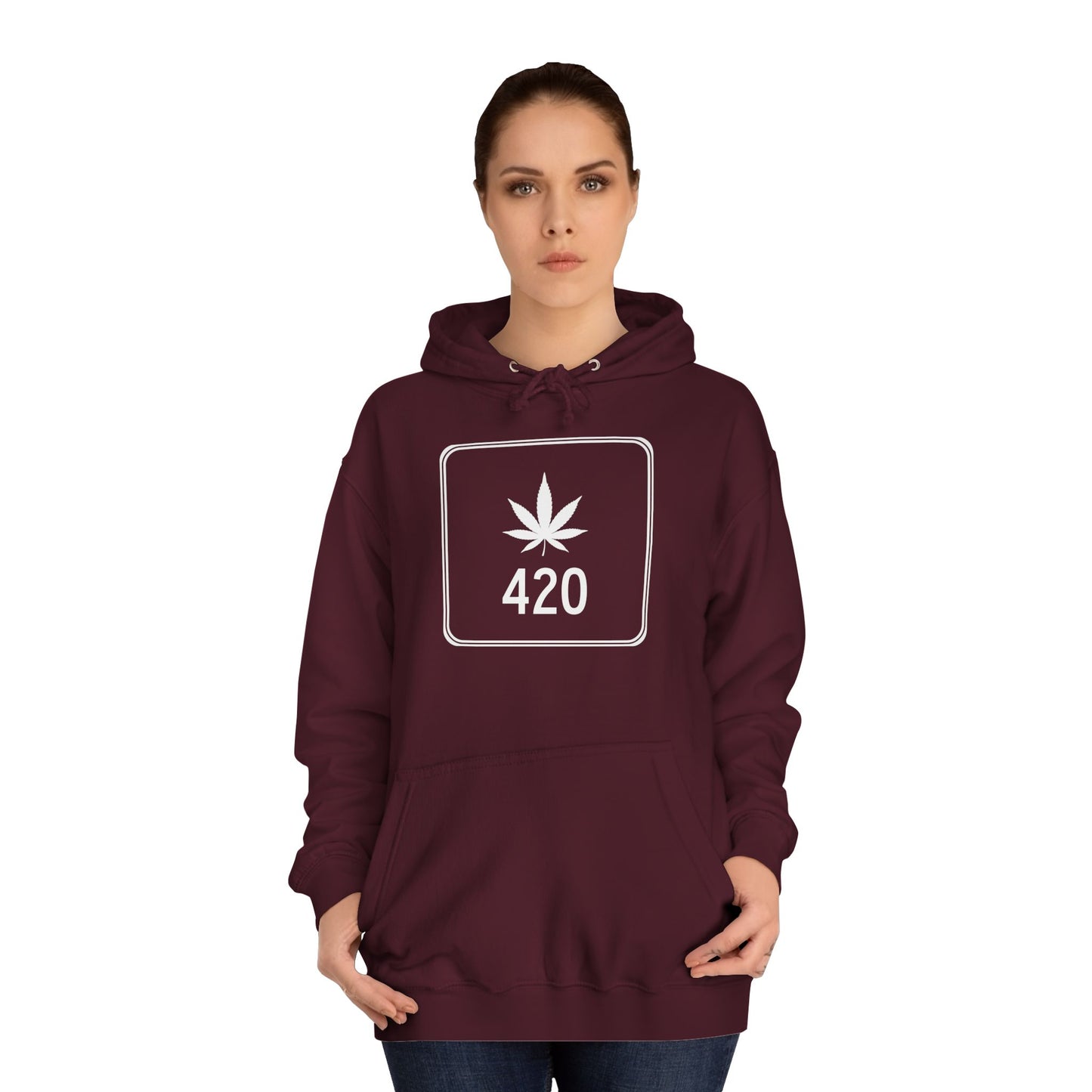 "Hippe Highway" 420 Pot Leaf Sign College Hoodie