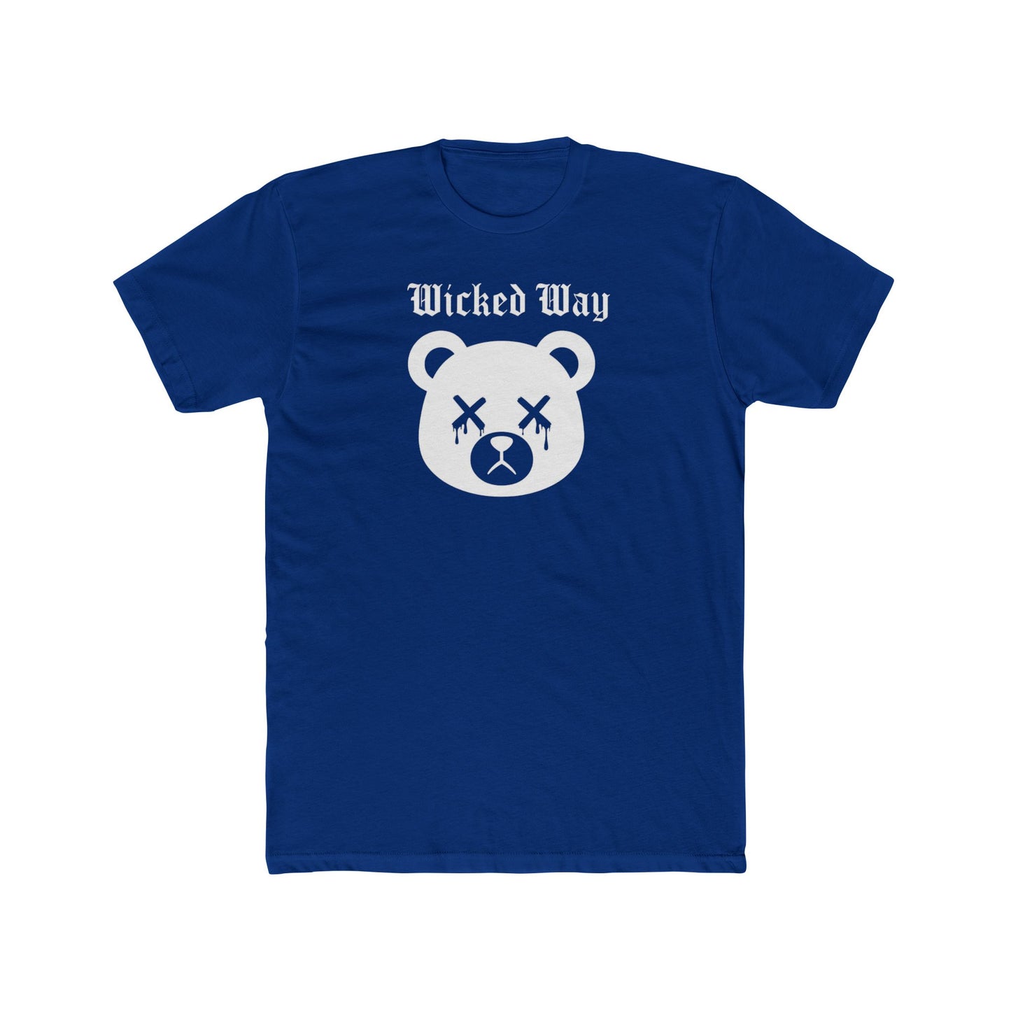 "Wicked Way" Dead Bear Head White Logo Cotton Crew Tee