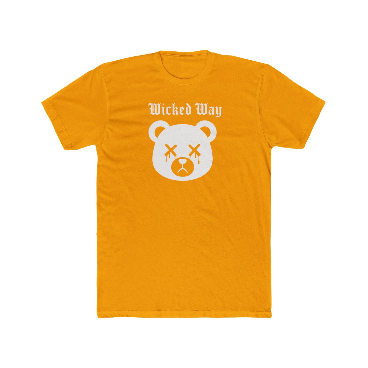 "Wicked Way" Dead Bear Head White Logo Cotton Crew Tee