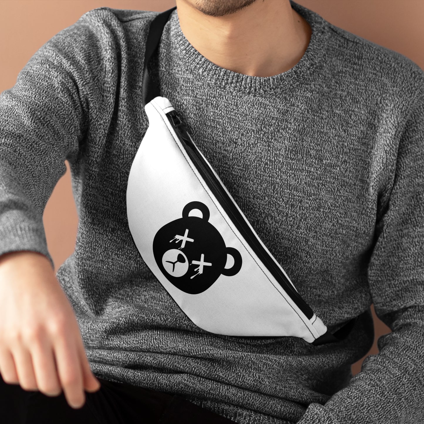 White "Wicked Way" Dead Bear Head Fanny Pack
