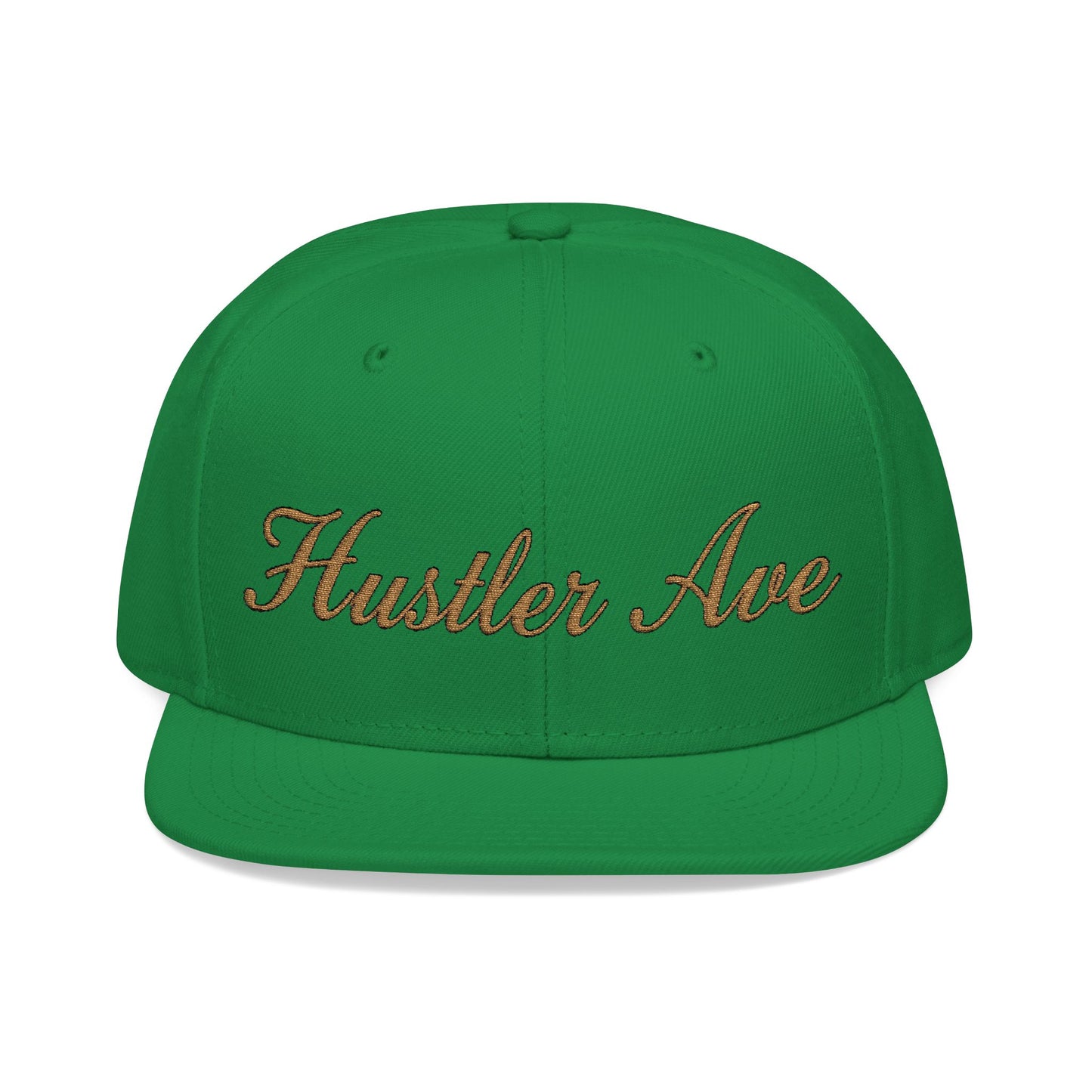 "Hustler Ave" Gold Edition Cursive Snapback Hat