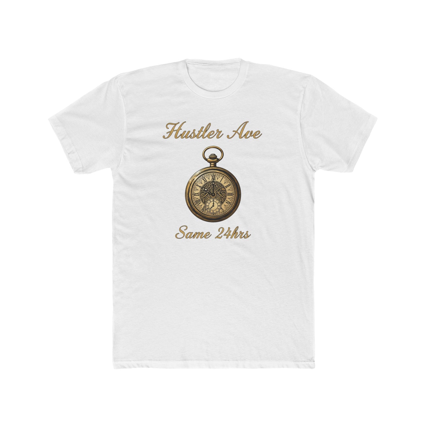 "Hustler Ave" Same 24Hrs Pocket Watch Cotton Crew Tee
