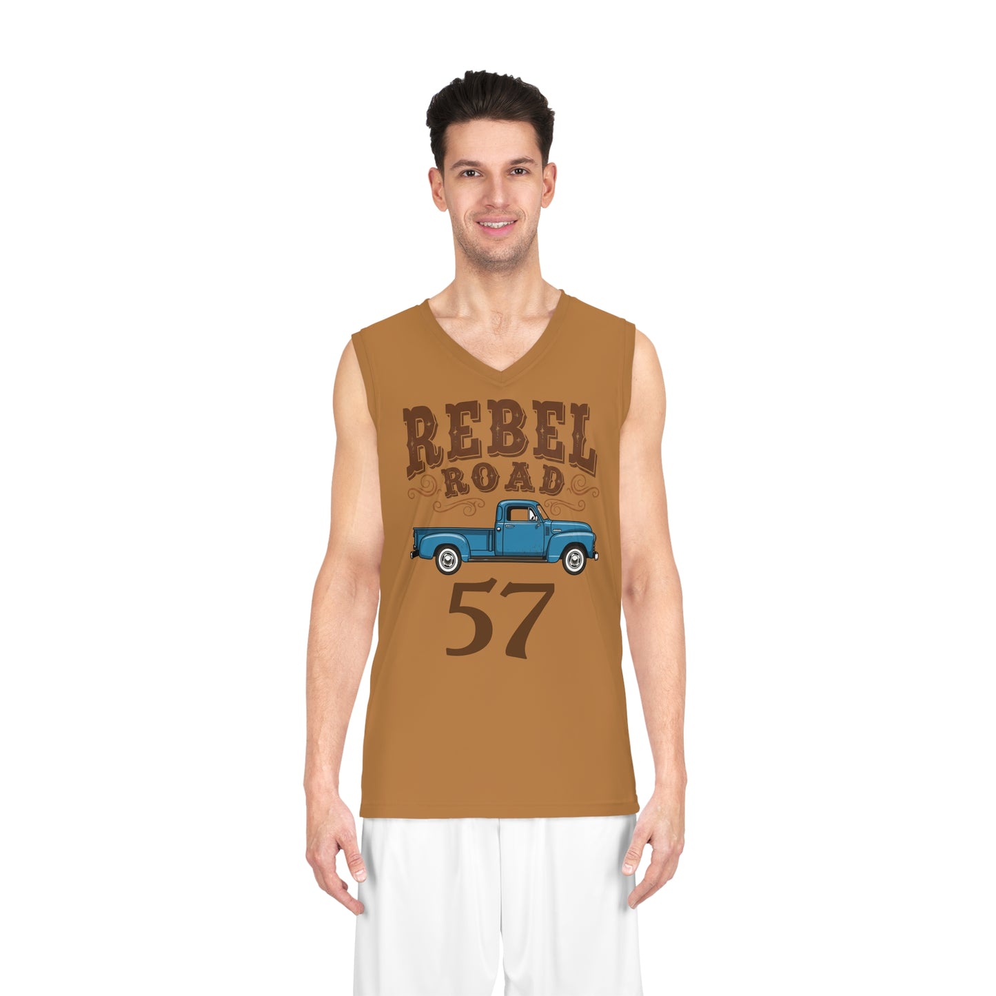 Light Brown "Rebel Road" #57 Good Ole' Truck Basketball Jersey