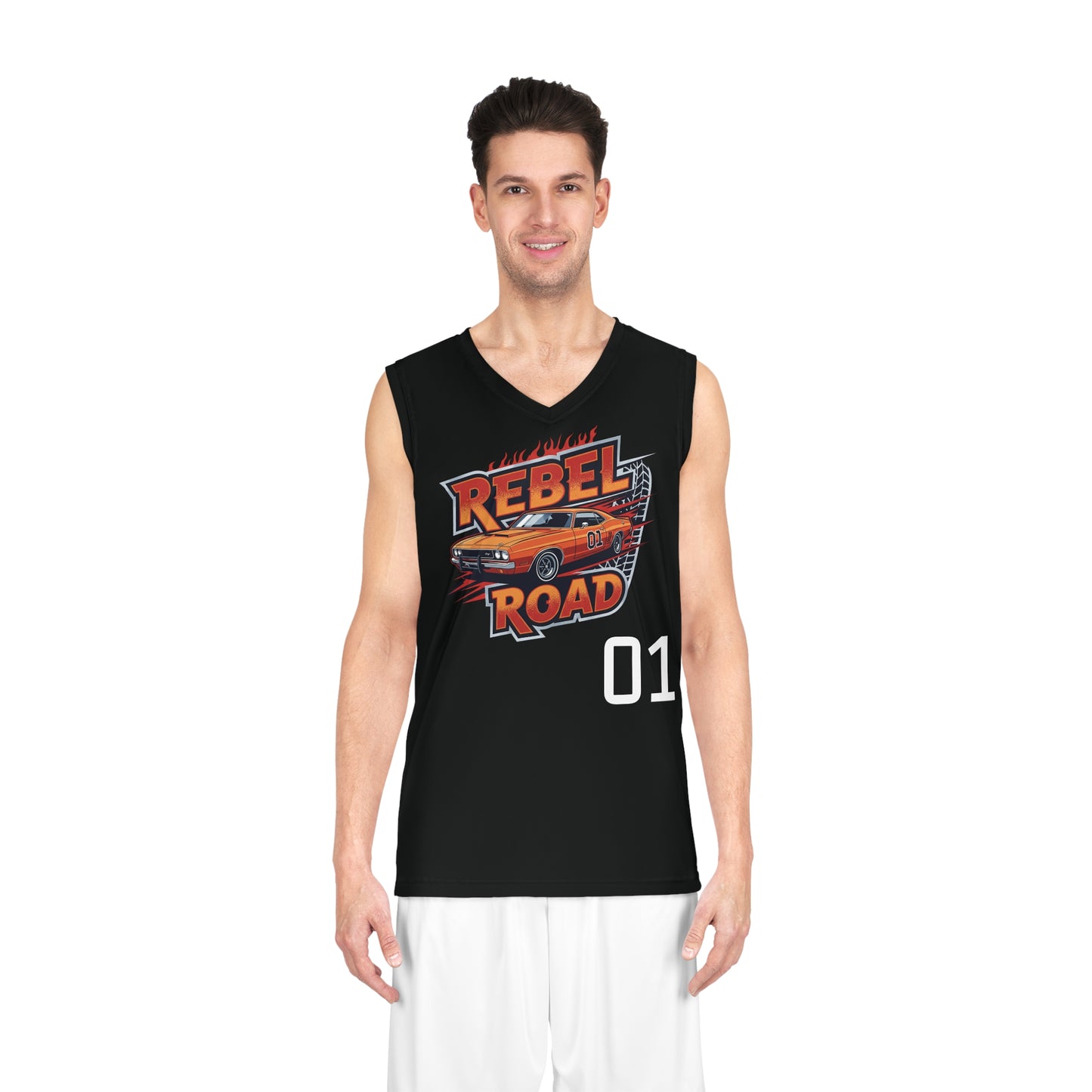 Black "Rebel Road" #01 Iconic Muscle Basketball Jersey