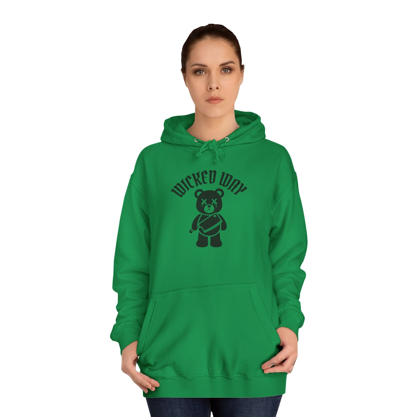 "Wicked Way" Deady Bear Butcher Knife Black Logo College Hoodie
