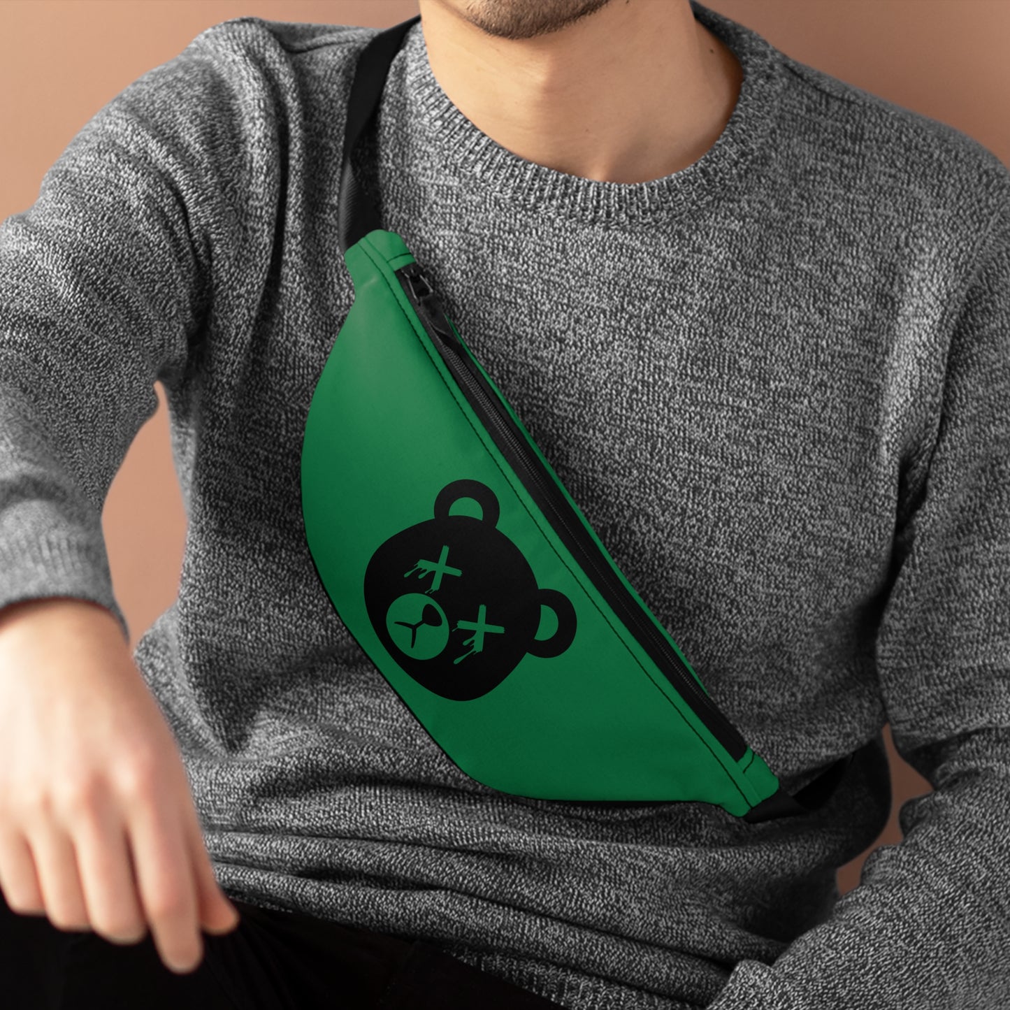 Green "Wicked Way" Dead Bear Head Fanny Pack