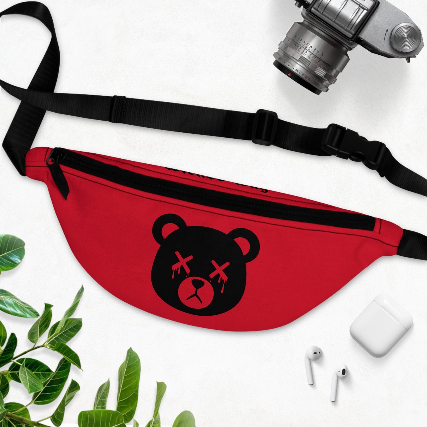 Red "Wicked Way" Dead Bear Head Fanny Pack