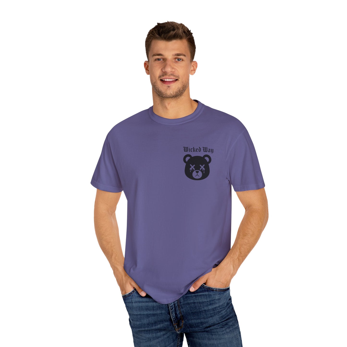 "Wicked Way" Dead Bear Head Pocket Logo Graphic T-Shirt (Multi Color Options)