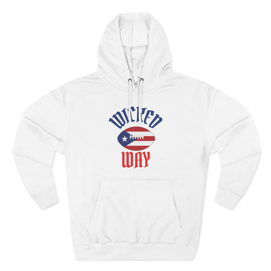 Nation P.R. "Wicked Way" Deady Bear Football Blue, White, & Red Fleece Hoodie