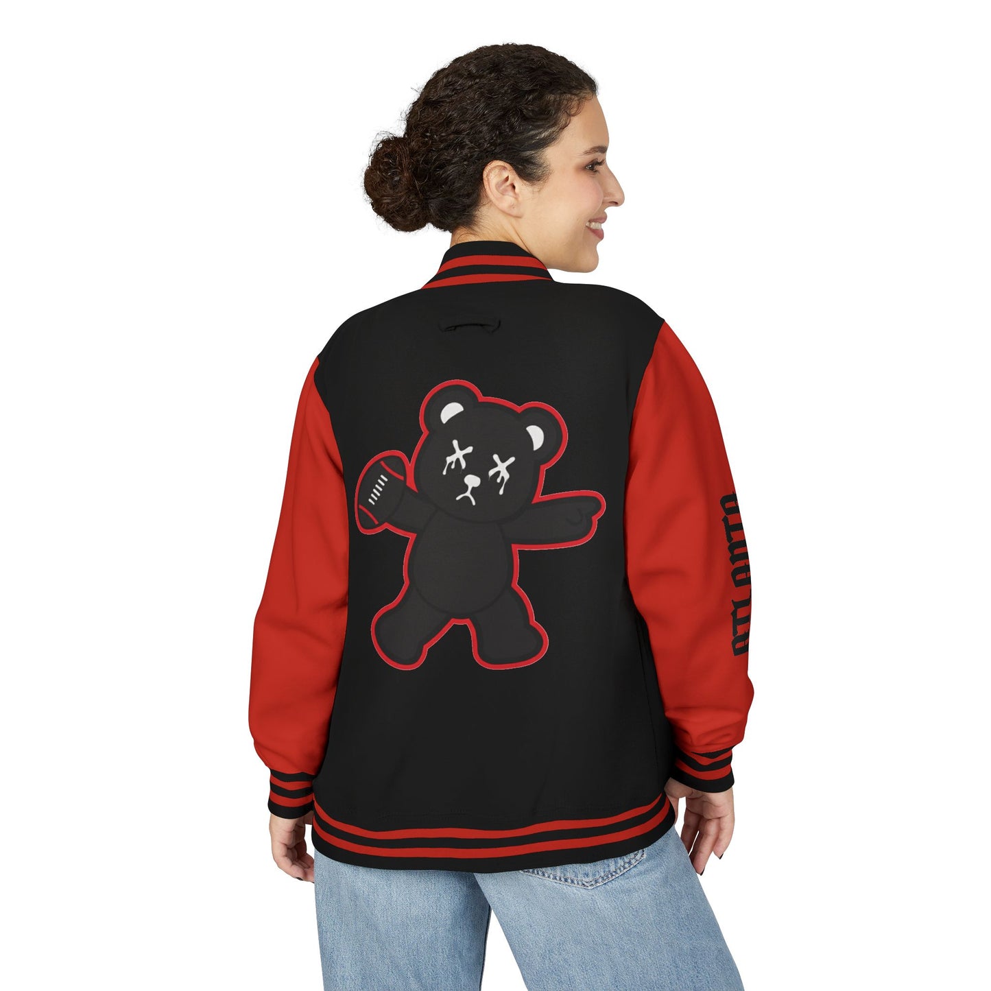 Red & Black "Wicked Way" Atlanta Deady Bear Football Heavyweight Letterman Jacket