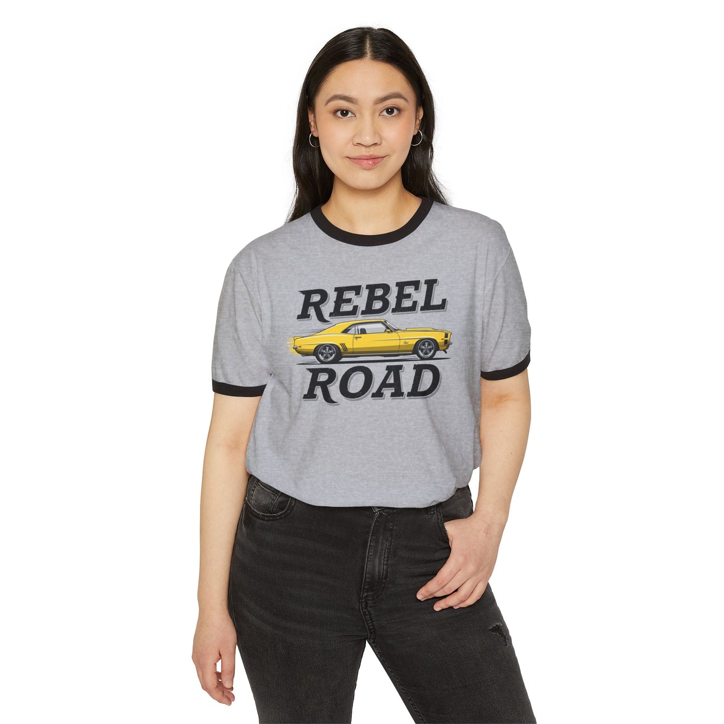 "Rebel Road" Straight Away Cotton Ringer T-Shirt