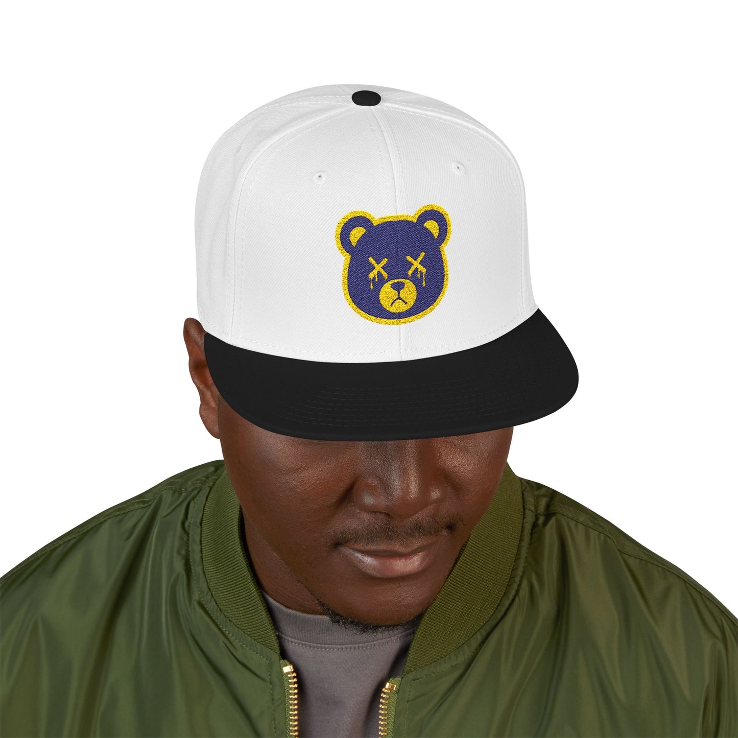 "Wicked Way" Deady Bear Head Purple & Yellow Logo Snapback