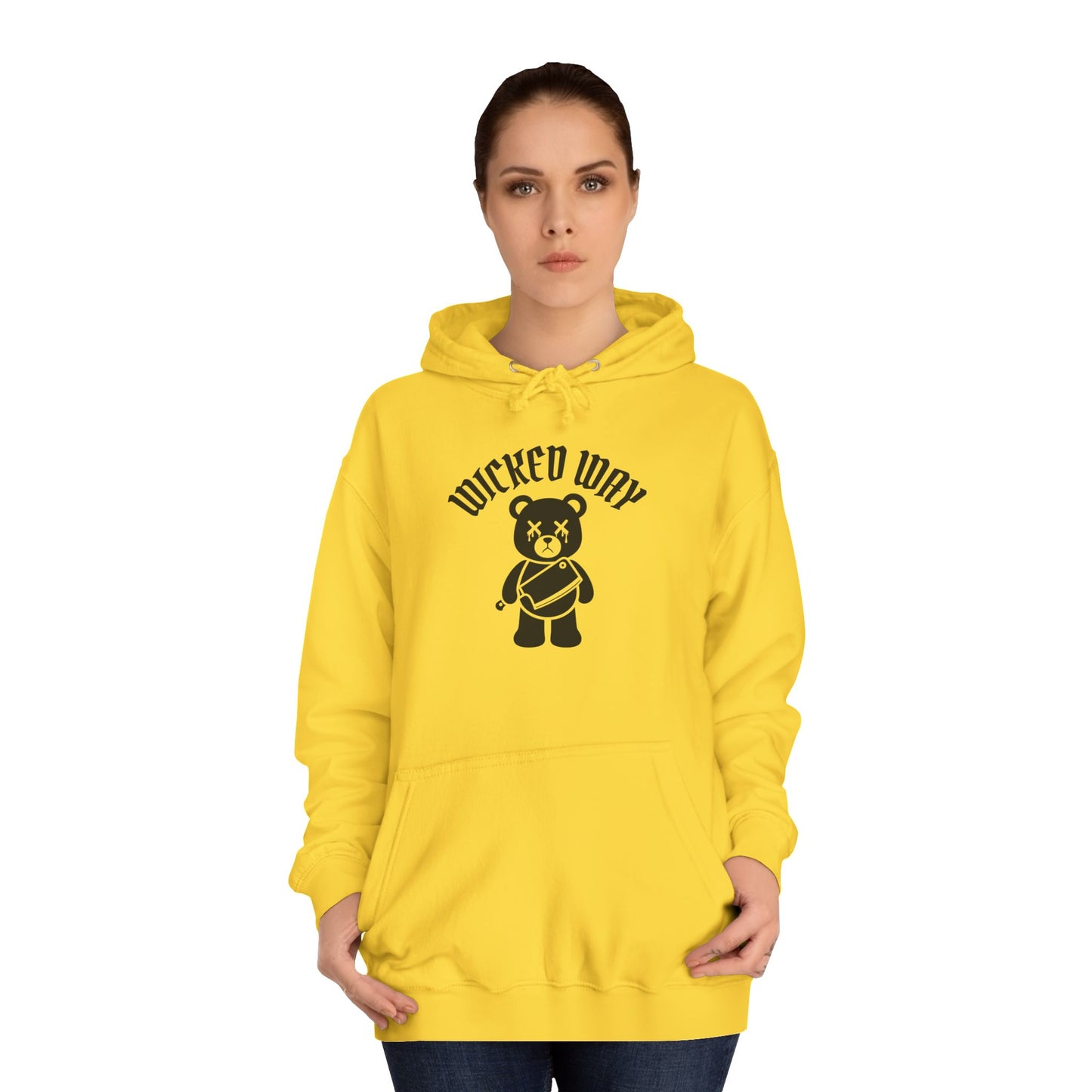 "Wicked Way" Deady Bear Butcher Knife Black Logo College Hoodie