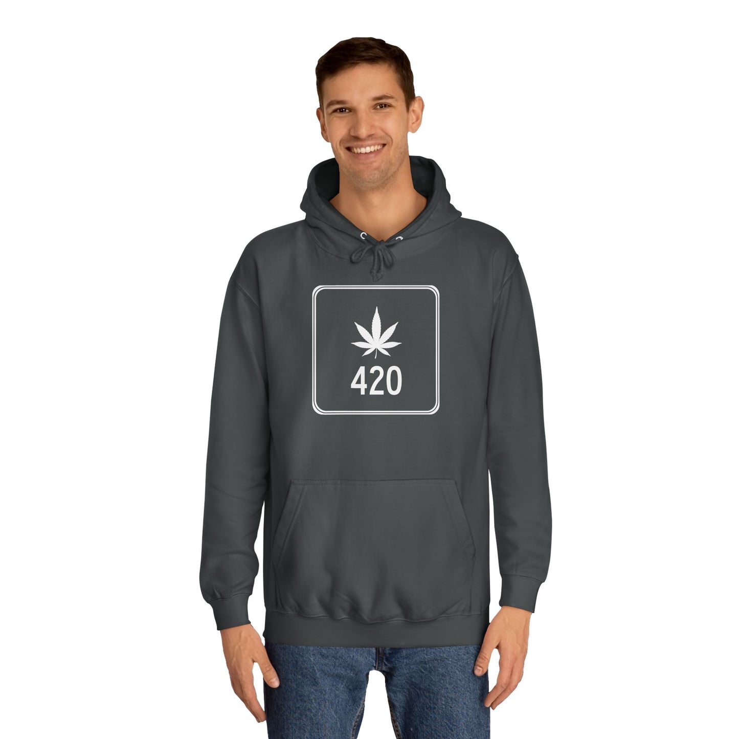 "Hippe Highway" 420 Pot Leaf Sign College Hoodie