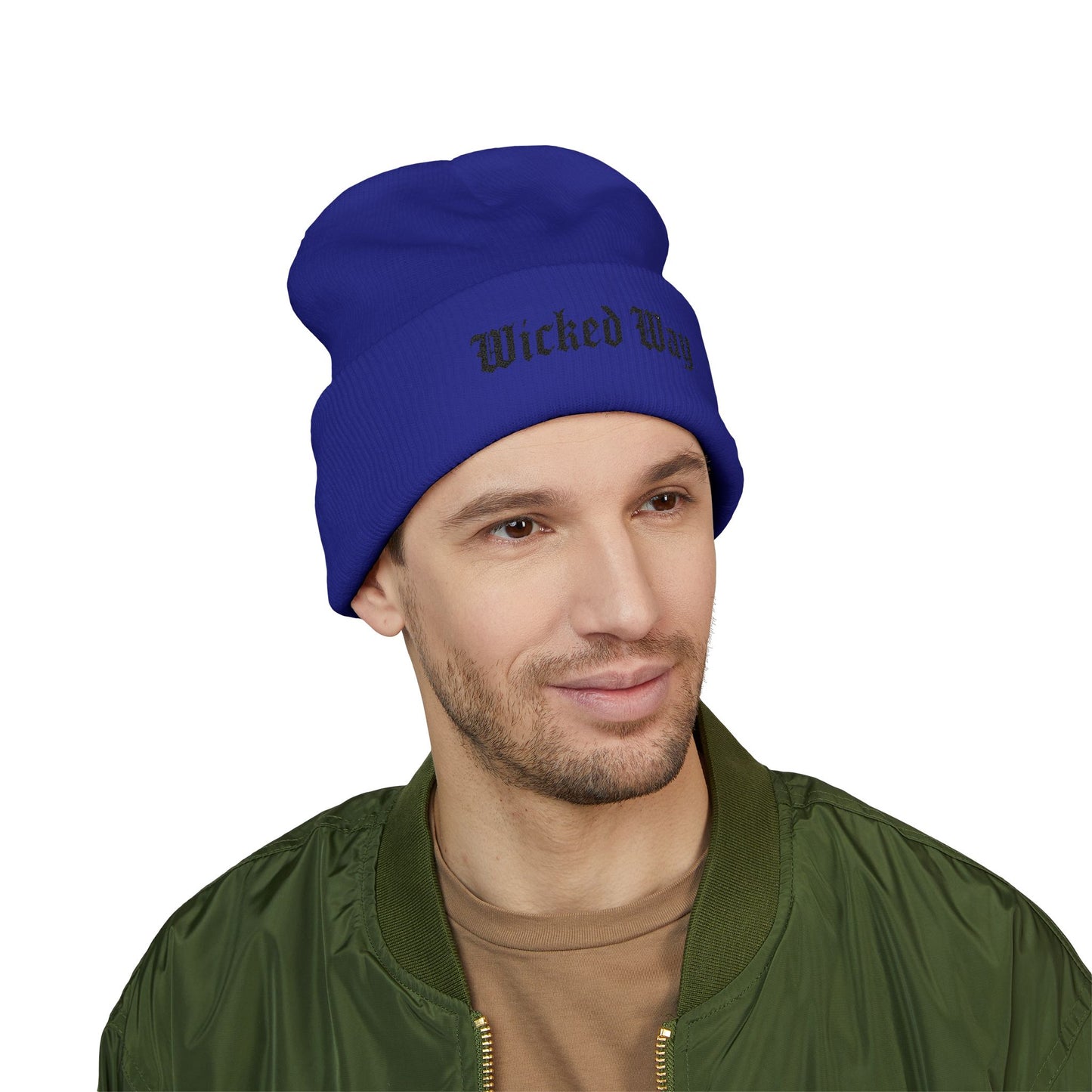 "Wicked Way" Black Script Embroidered Beanie (Multi Color Options)