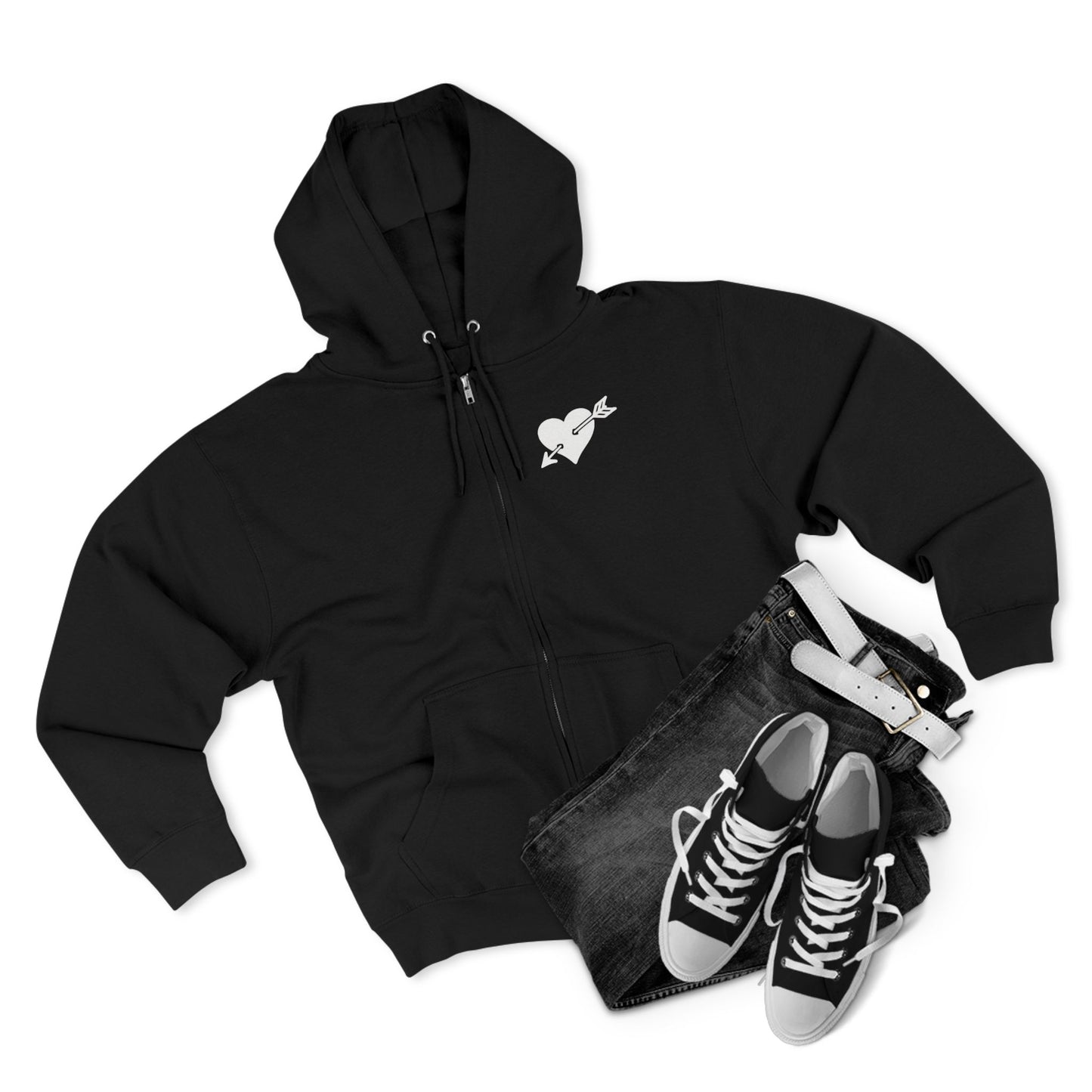 Exclusive "Baddie Street" Arrow Heart V1 & V2 Logo Zip-Up Hoodie