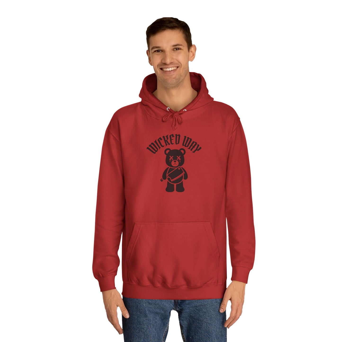 "Wicked Way" Deady Bear Butcher Knife Black Logo College Hoodie